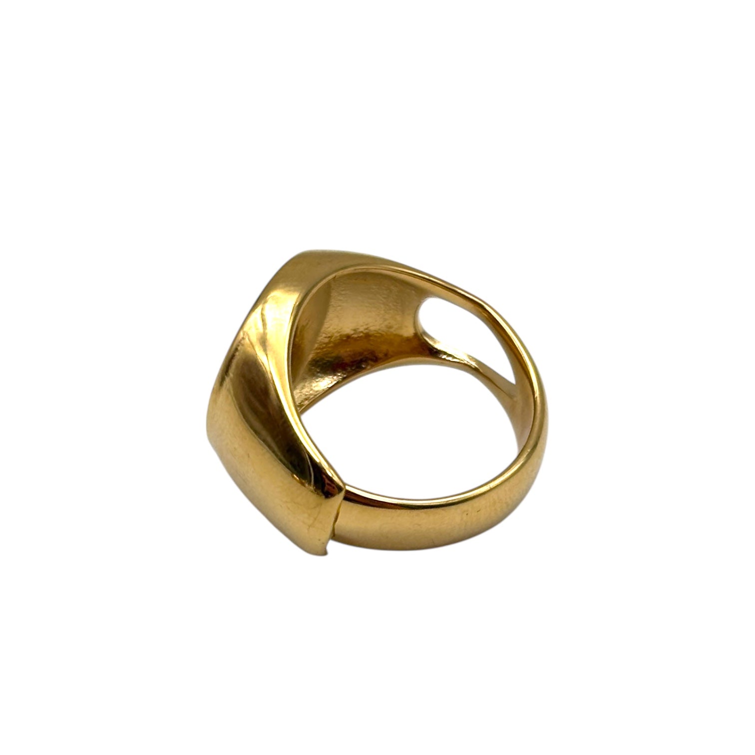 Anello Sacro Cuore tondo - Acciaio dorato