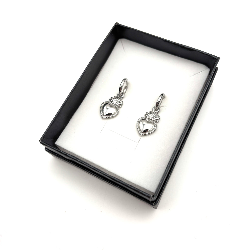 Orecchini pendenti Sacro Cuore - argentati