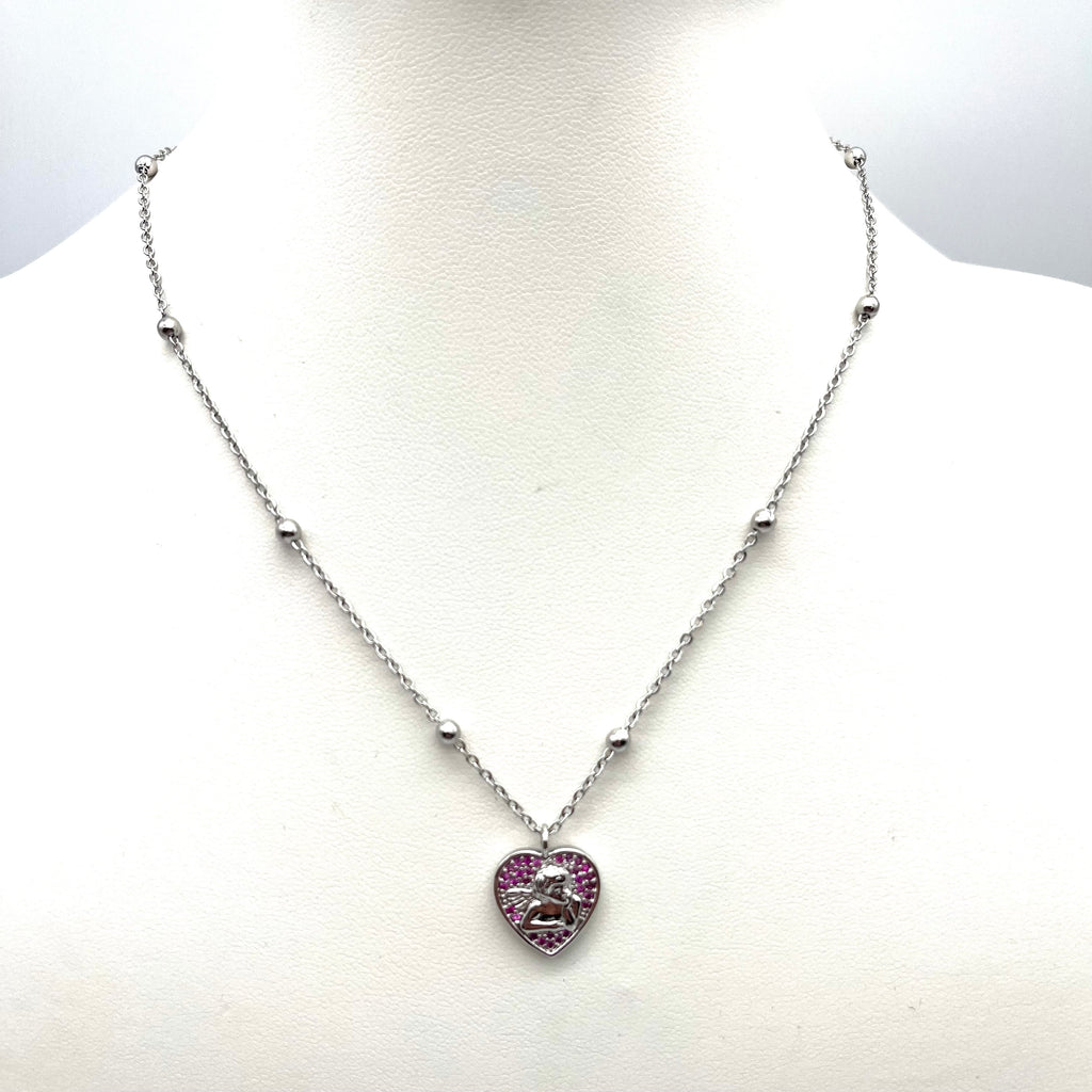 Collana cuore angelo - rosa