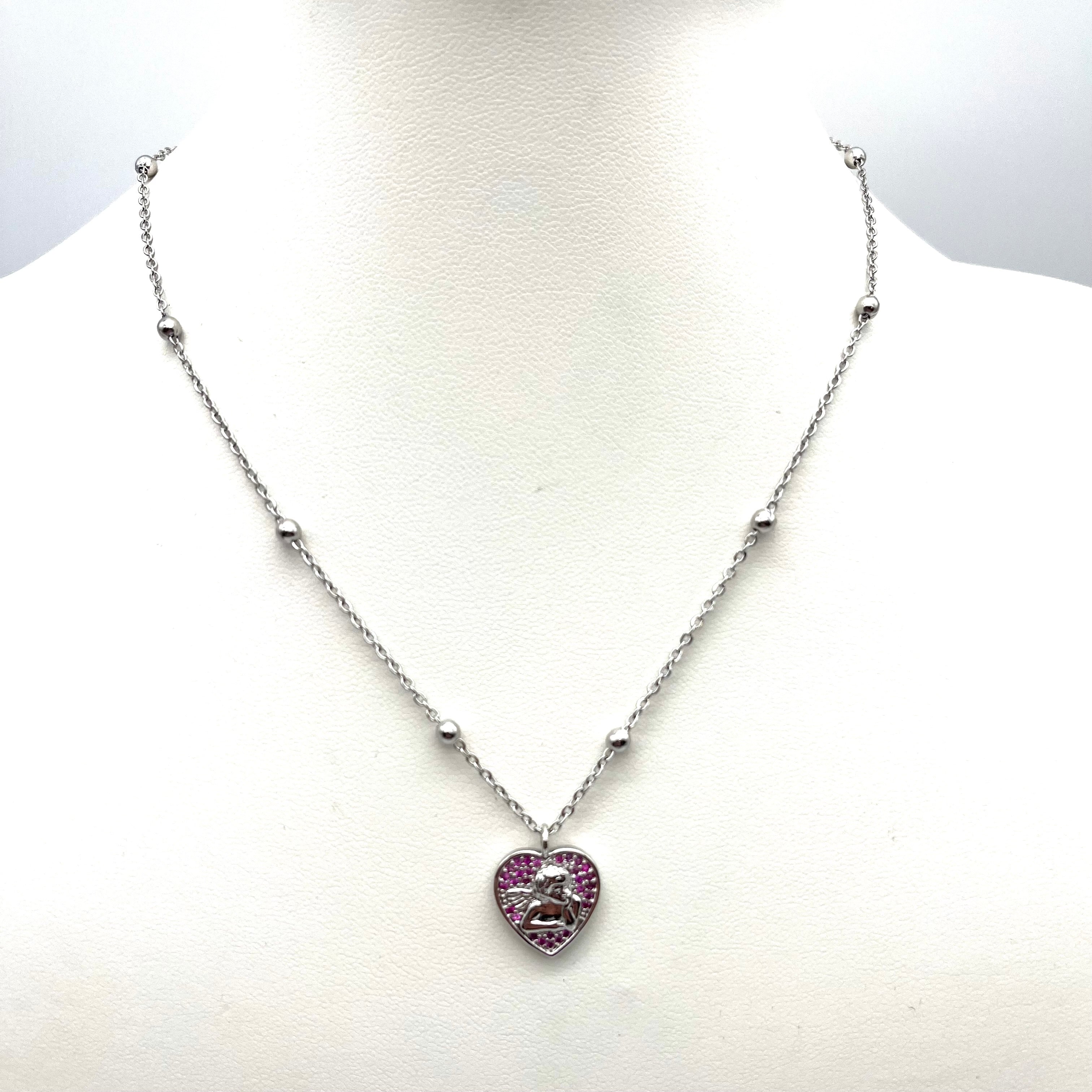 Collana cuore angelo - rosa