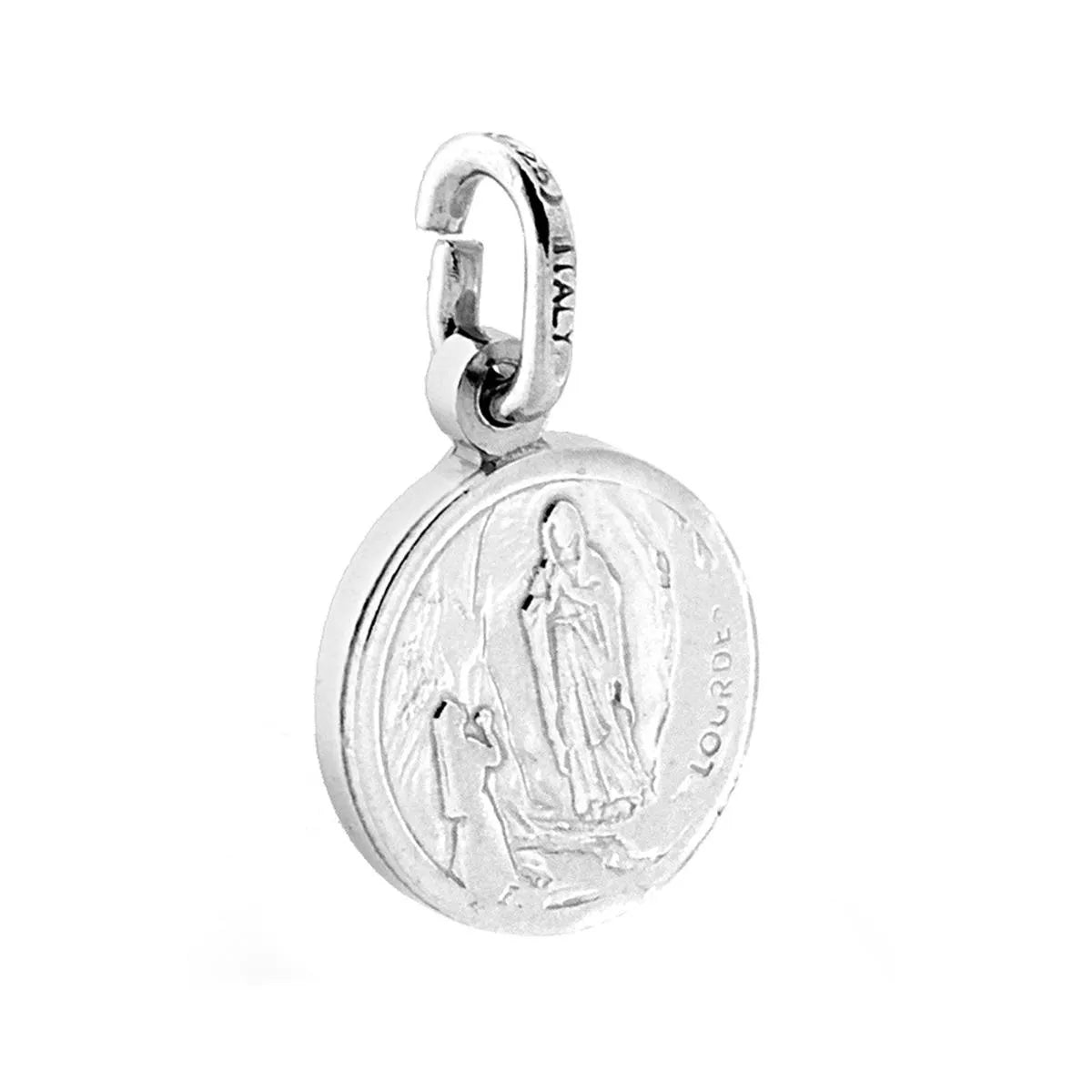 Collana Madonna di Lourdes - Argento 925 galvanica Rodio