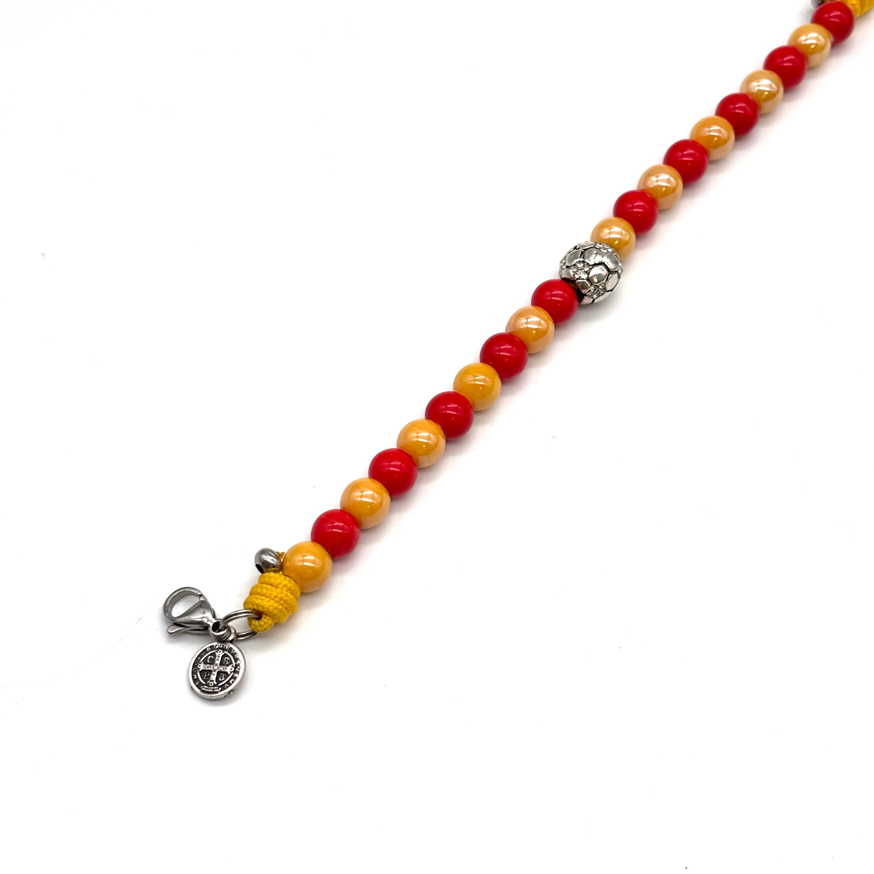 Bracciale S. Benedetto  in corda e ceramica - Giallo Rosso
