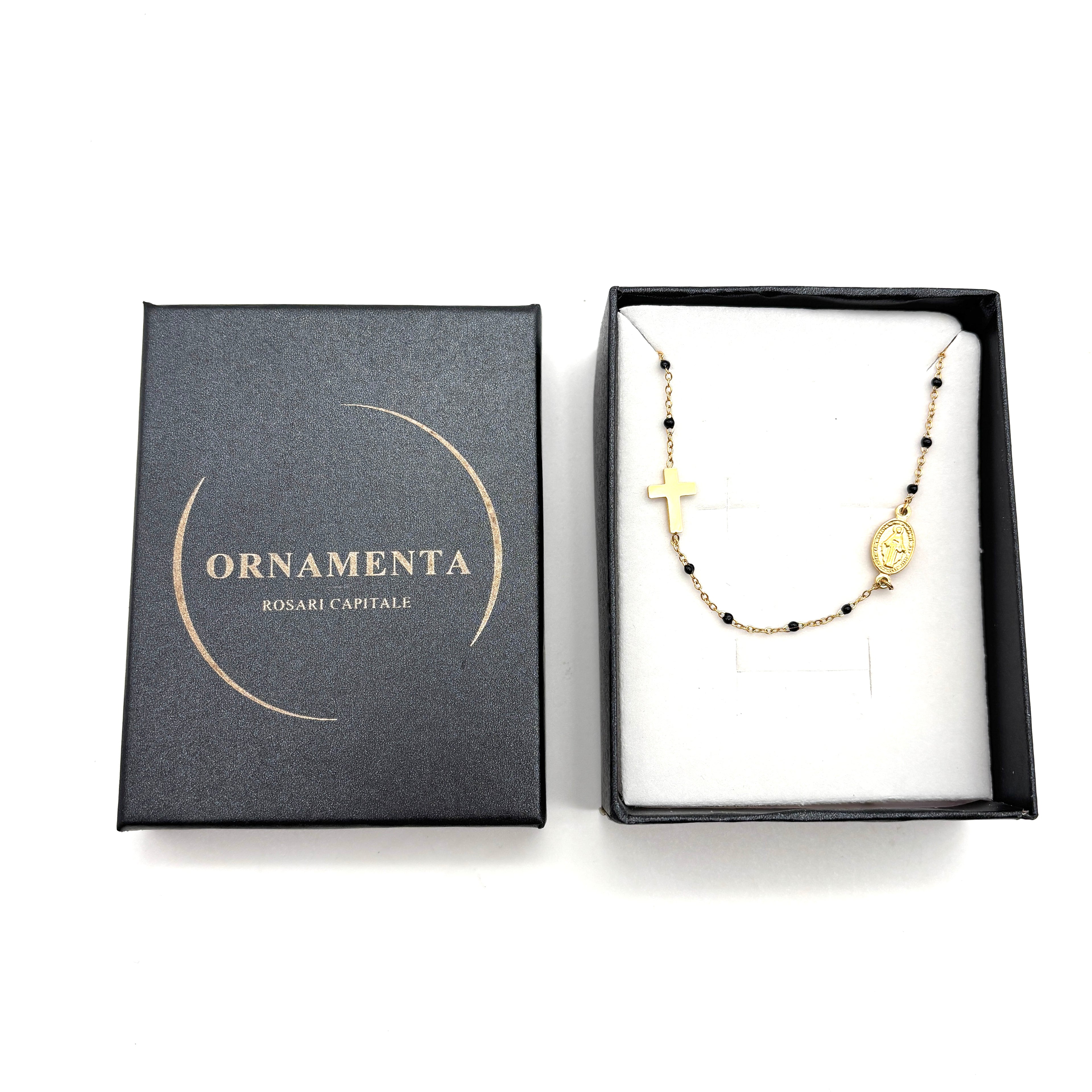 Girocollo in maglia sottile oro e nero