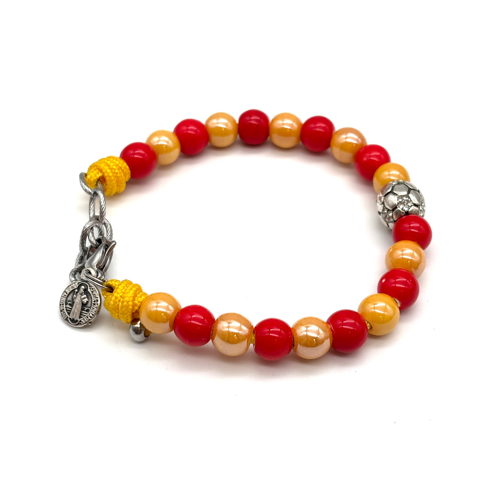 Bracciale S. Benedetto  in corda e ceramica - Giallo Rosso