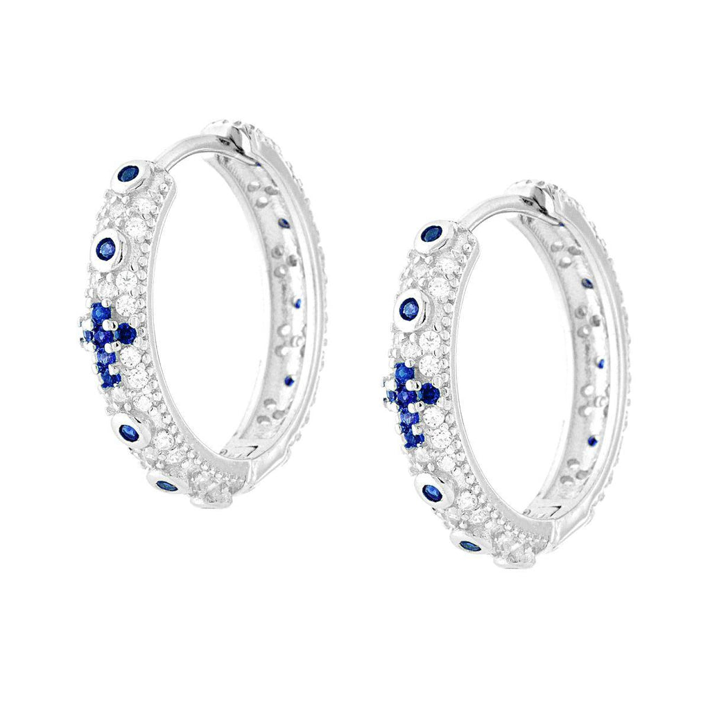 Orecchini cerchio croce blu  Argento 925