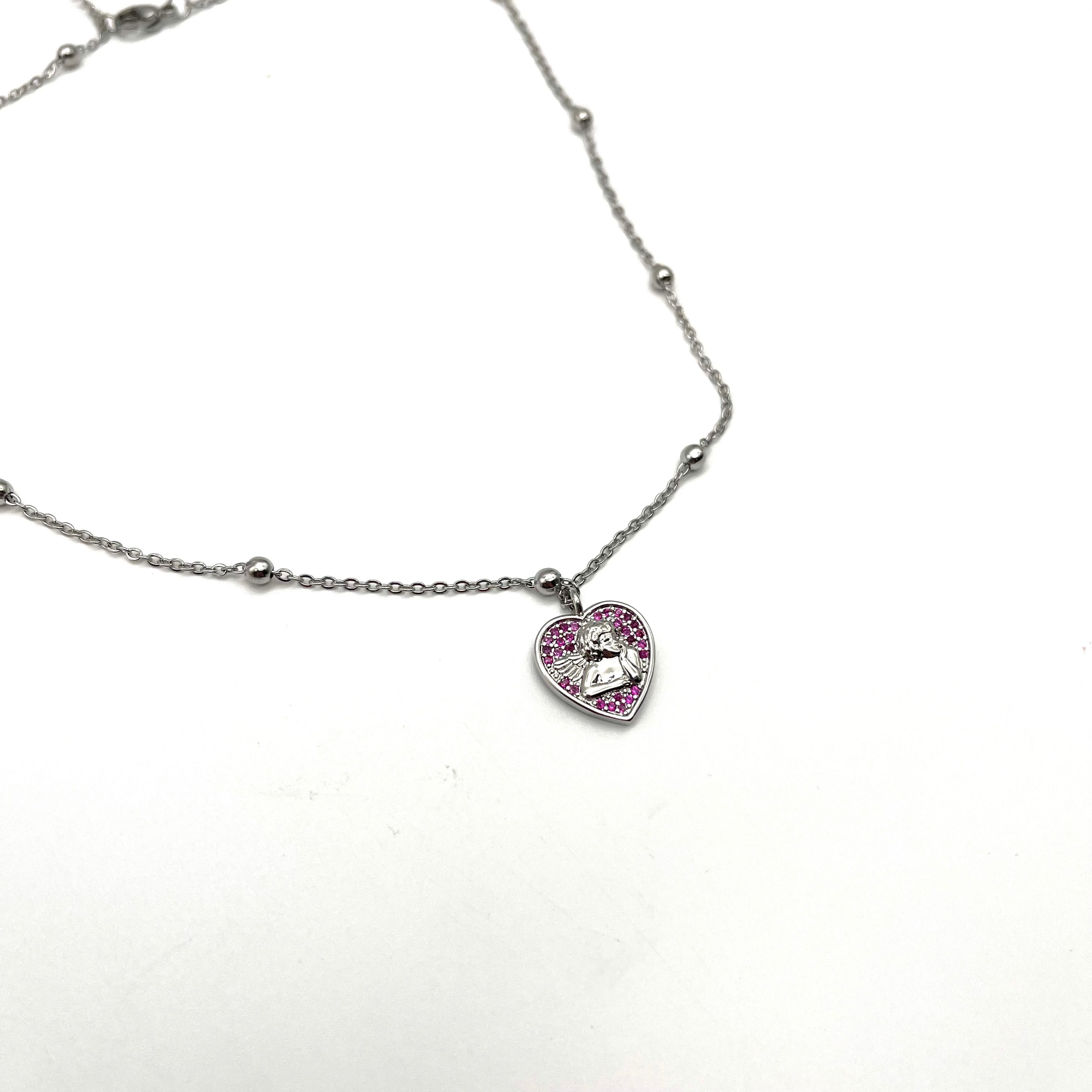 Collana cuore angelo - rosa
