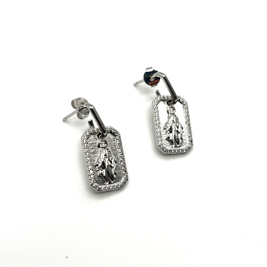 Orecchini Medaglia Miracolosa – Acciaio inox (argento)