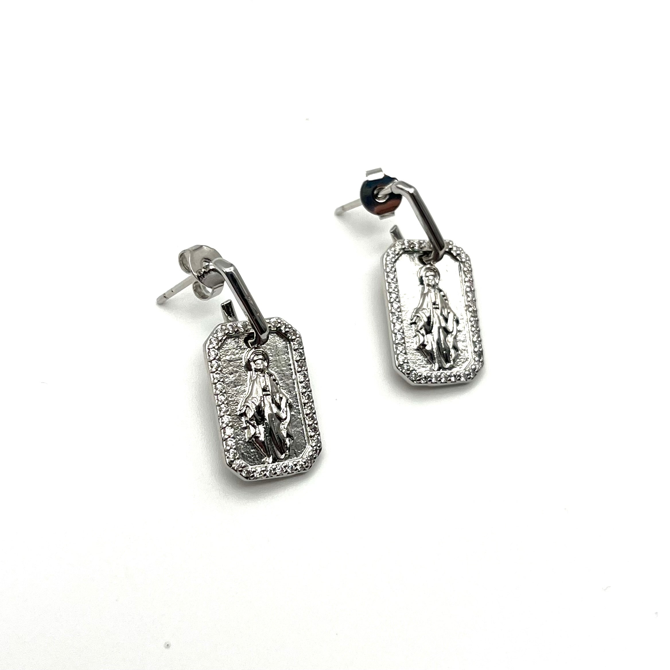 Orecchini Medaglia Miracolosa – Acciaio inox (argento)