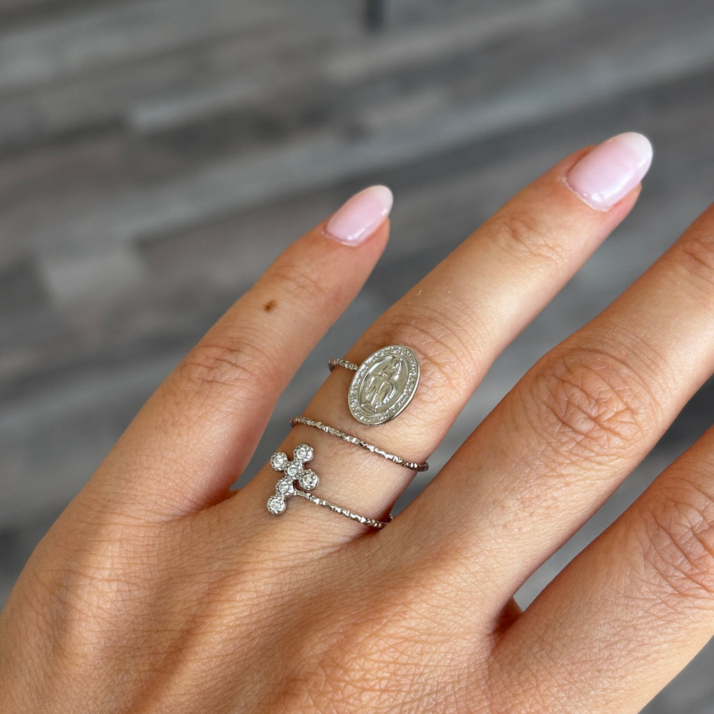 Anello spirale Medaglia Miracolosa e Croce - Nexus Divinus