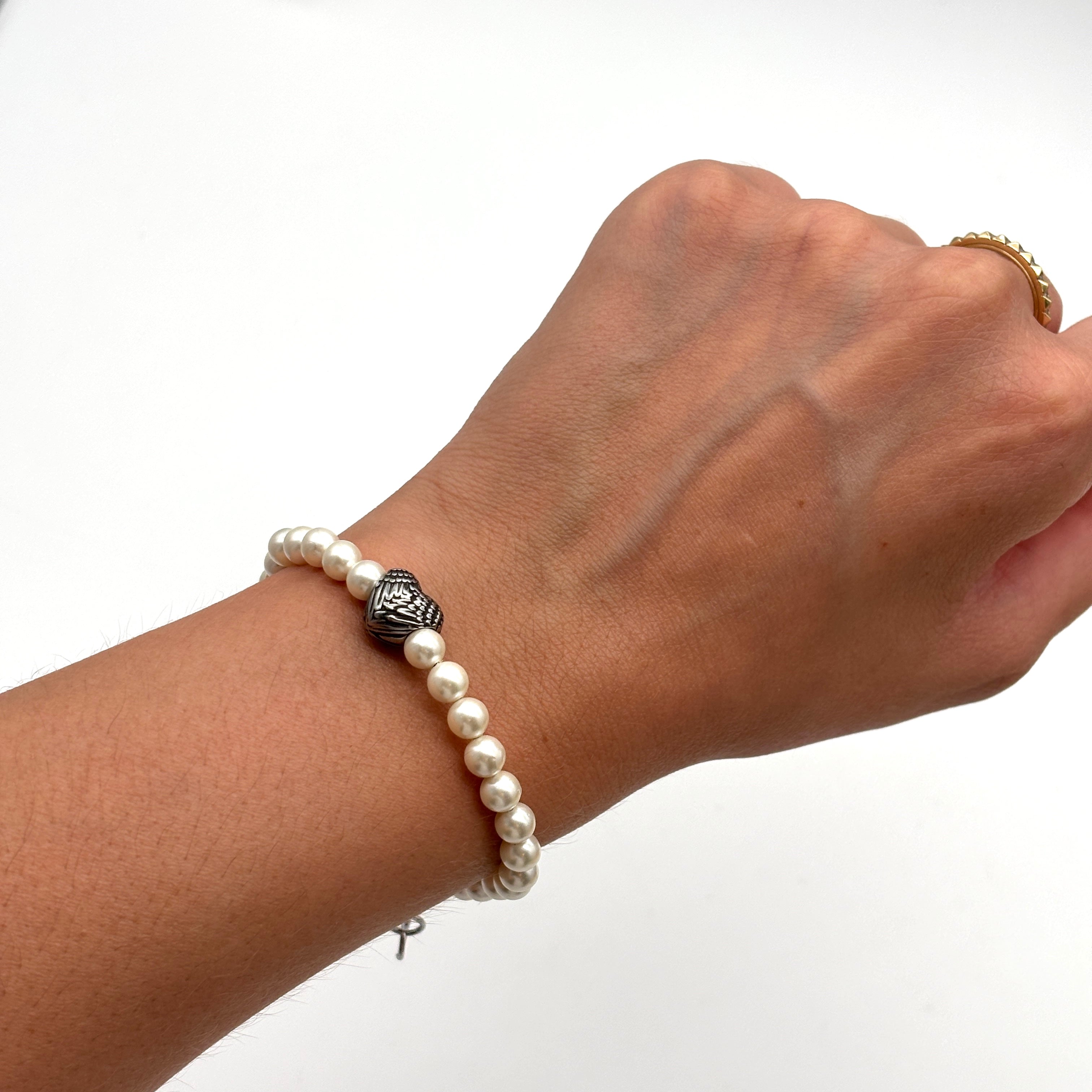 Bracciale in Acciaio con perle e cuore