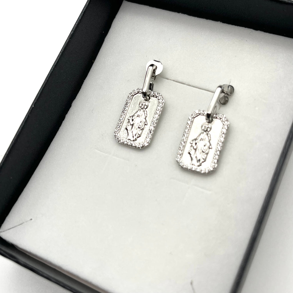 Orecchini Medaglia Miracolosa – Acciaio inox (argento)