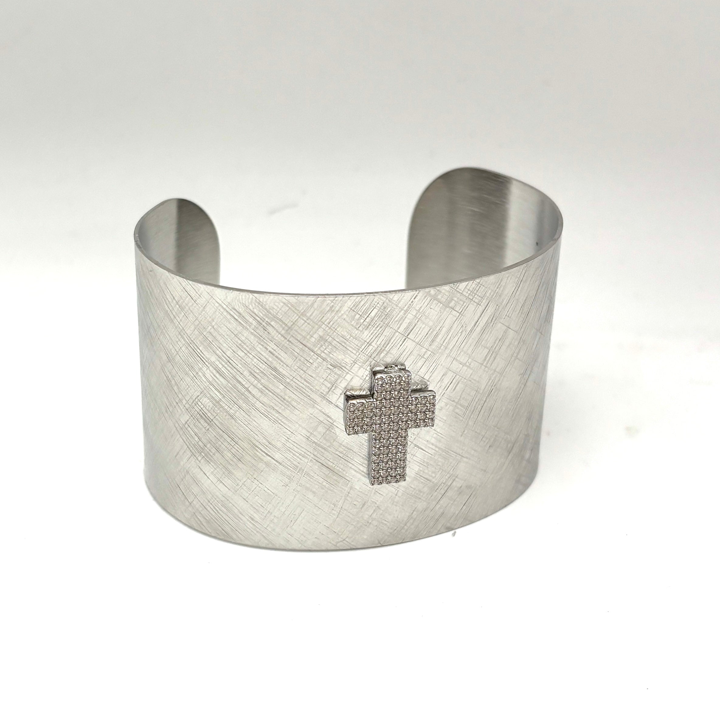 Bracciale fascia Croce Argentato