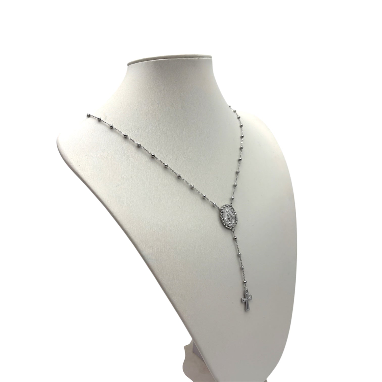 Collana Medaglia Miracolosa e croce in acciaio