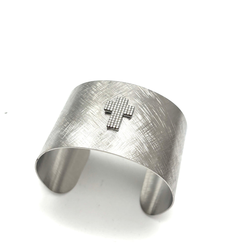 Bracciale fascia Croce Argentato