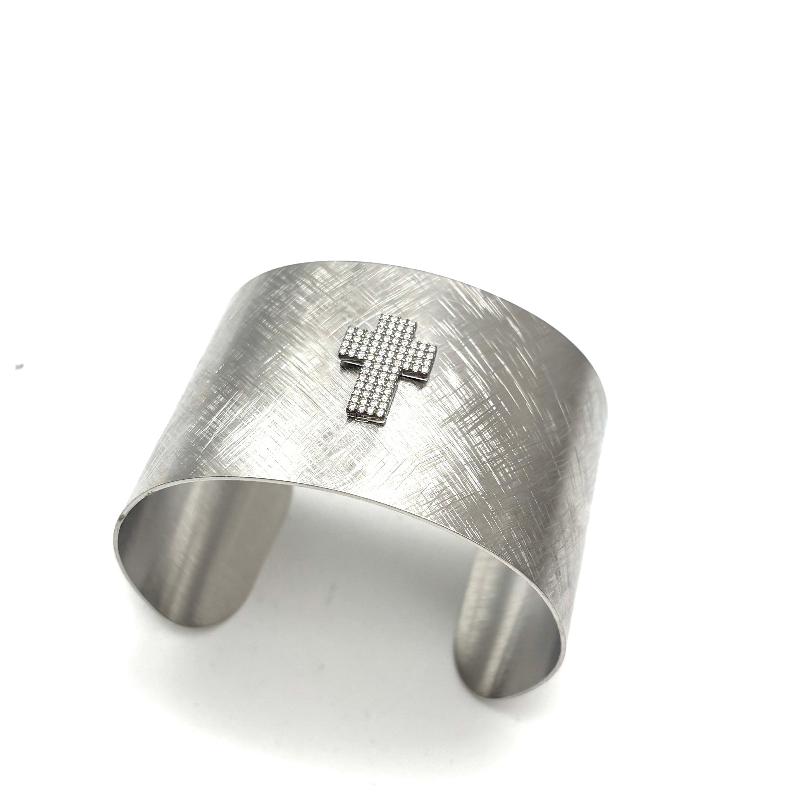 Bracciale fascia Croce Argentato