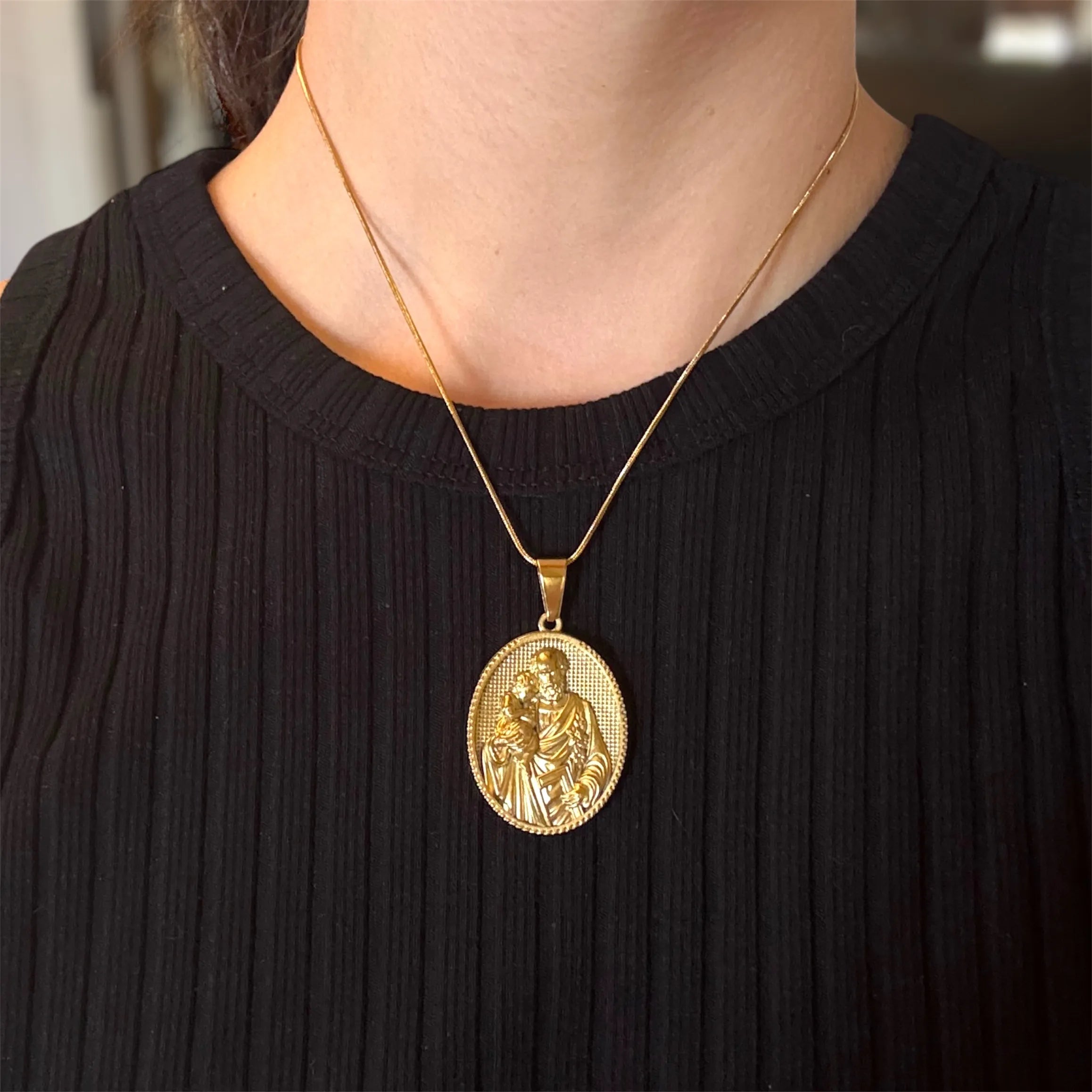 Collana Medaglione San Giuseppe – Acciaio Inox