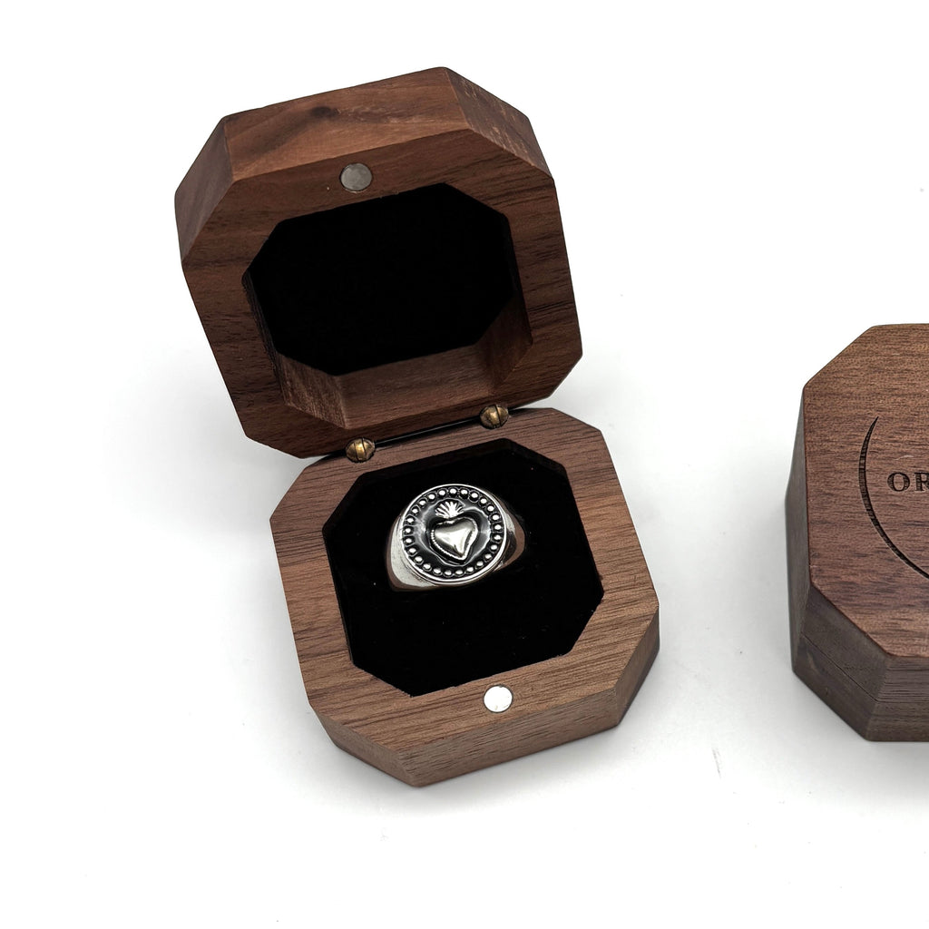 Anello Sacro Cuore tondo - Acciaio argentato