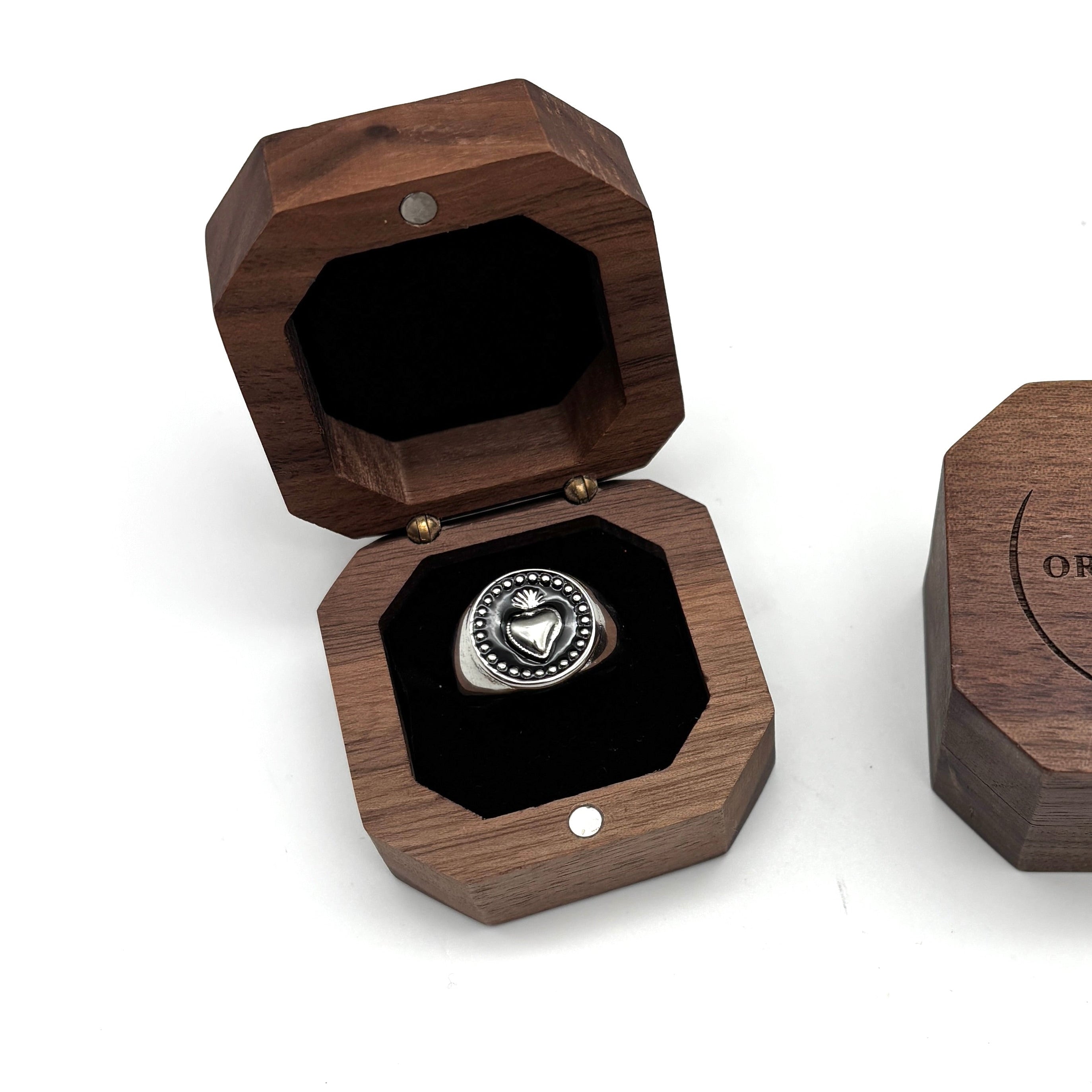 Anello Sacro Cuore tondo - Acciaio argentato