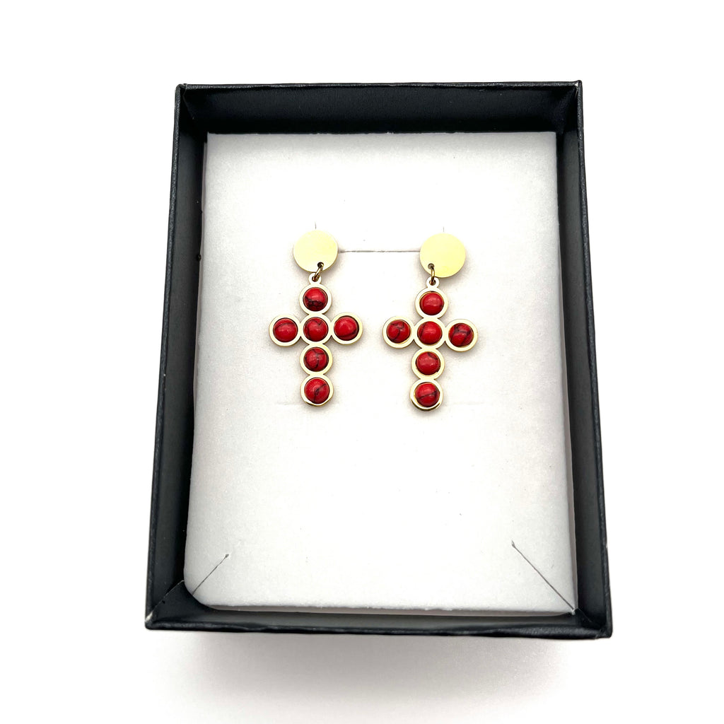 Orecchini in acciao - Crux Rubra