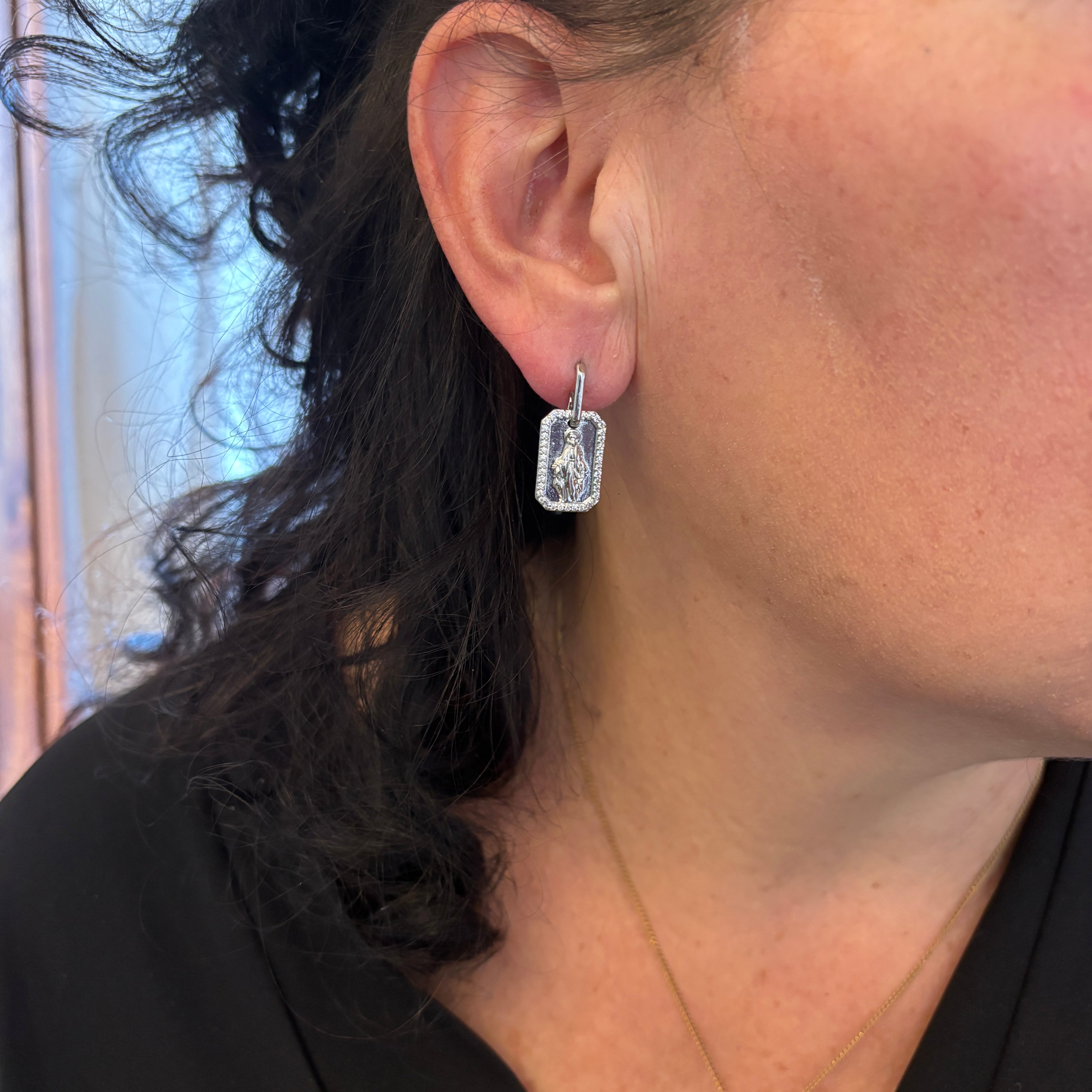 Orecchini Medaglia Miracolosa – Acciaio inox (argento)