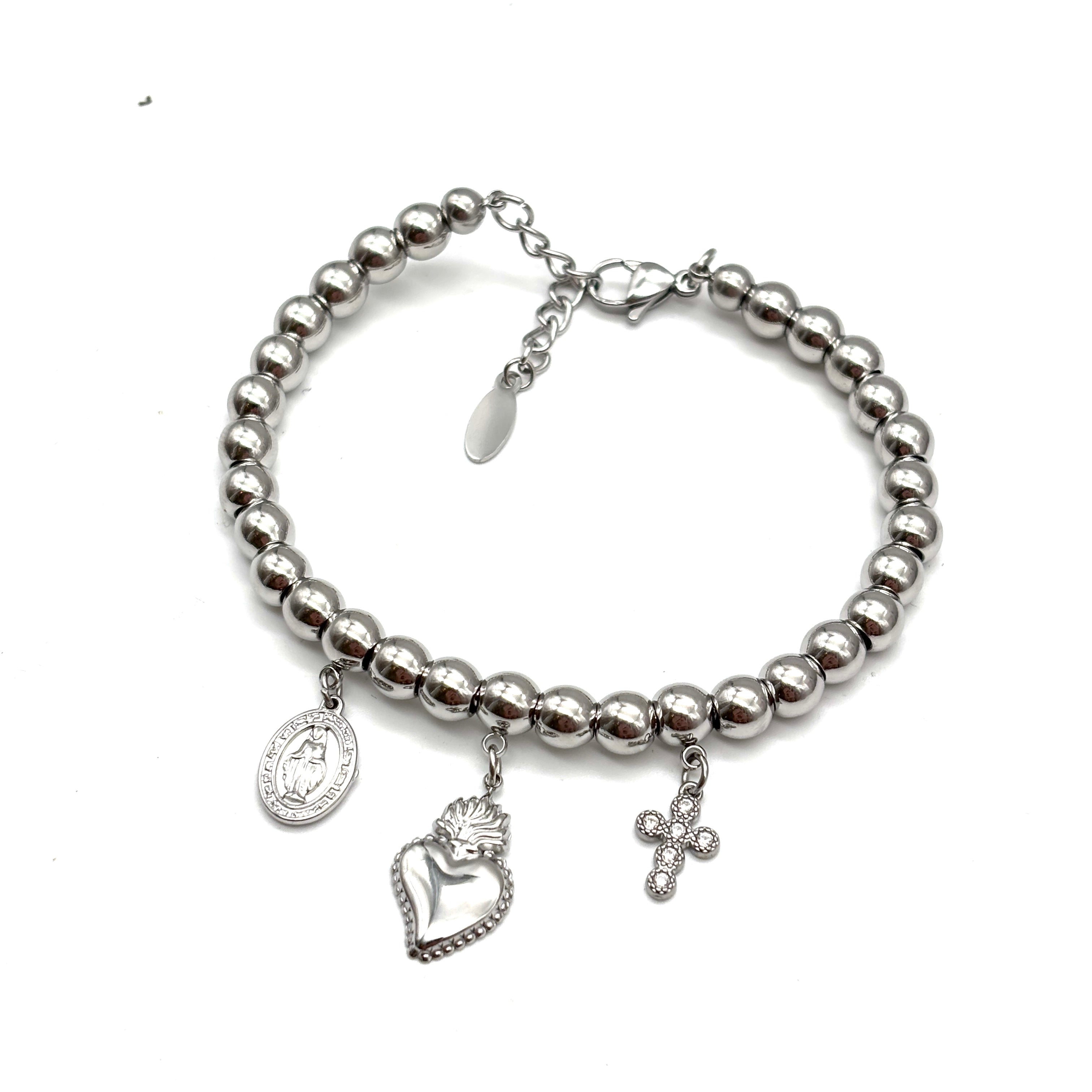 Bracciale sfere in acciaio - Sub Tuo Praesidio