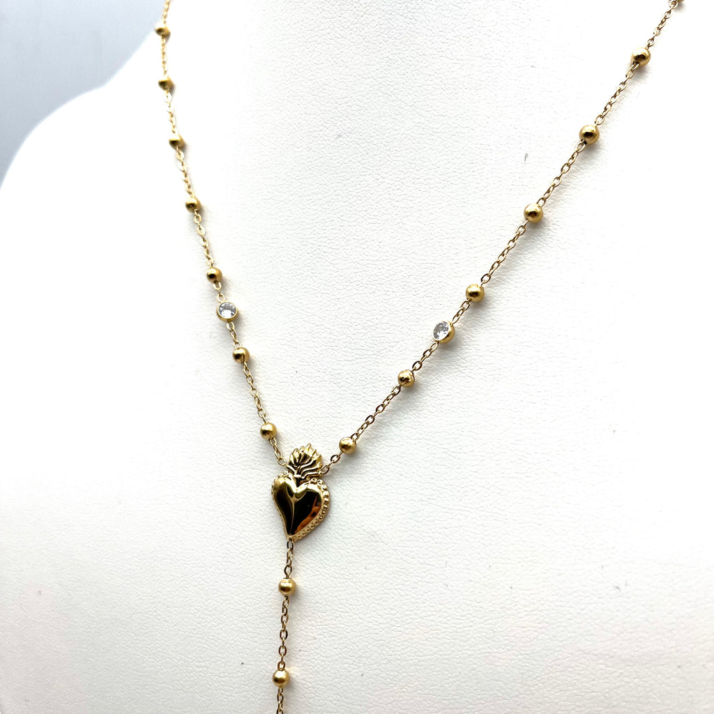 Rosario collana Sacro Cuore – Acciaio inox