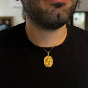 Collana Con Medaglione Madonna Con Bambino – Acciaio Inox – Misura S