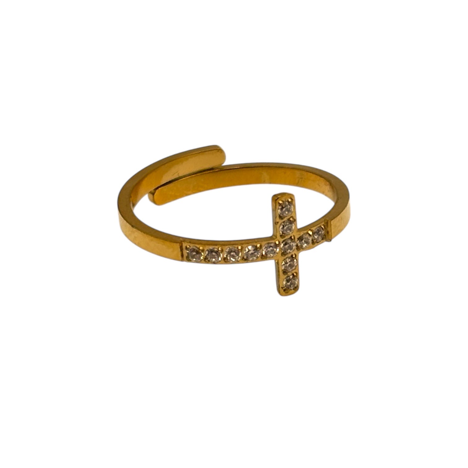 Anello croce lineare - Acciaio dorato