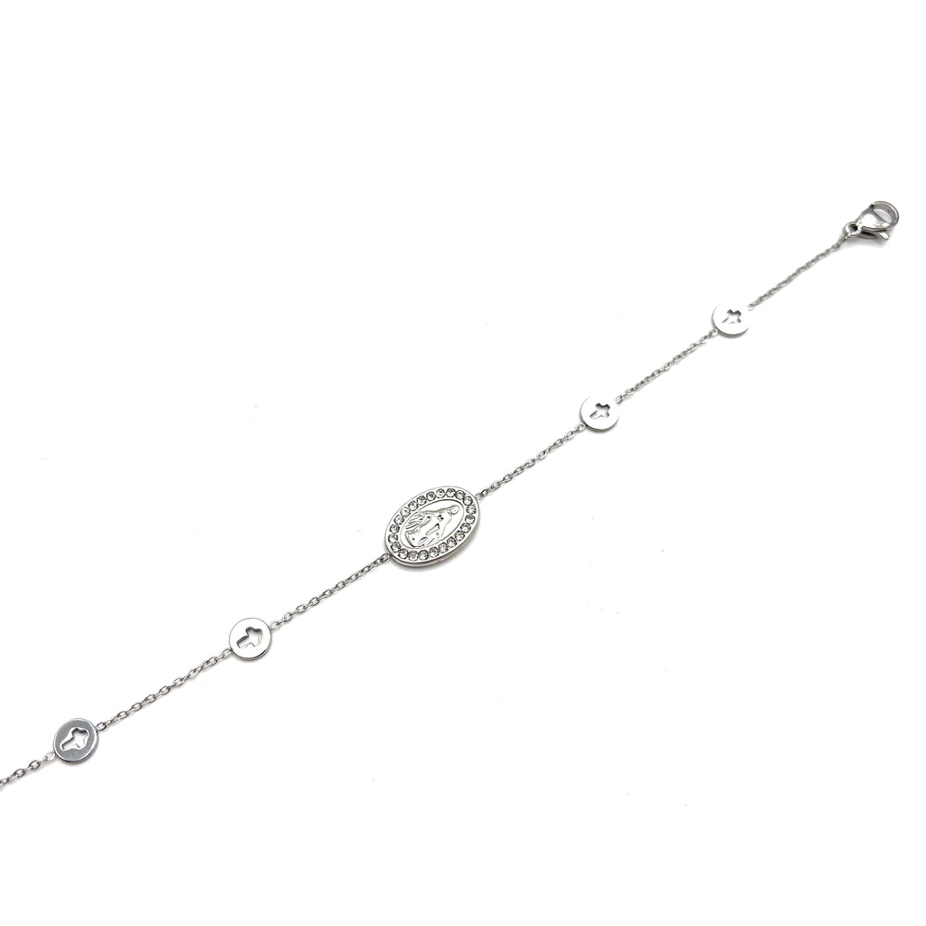 Bracciale in acciaio Madonnina - argento