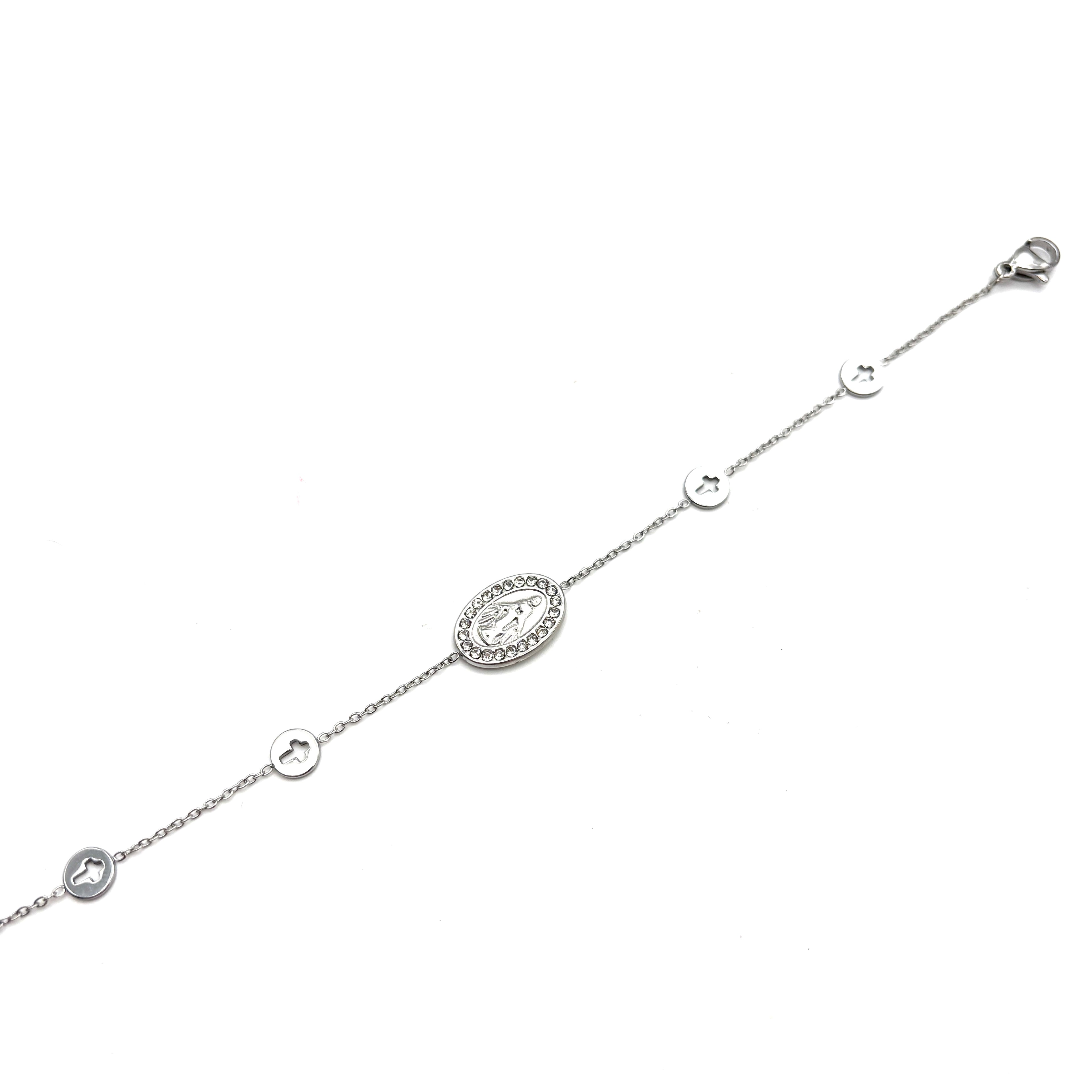 Bracciale in acciaio Madonnina - argento