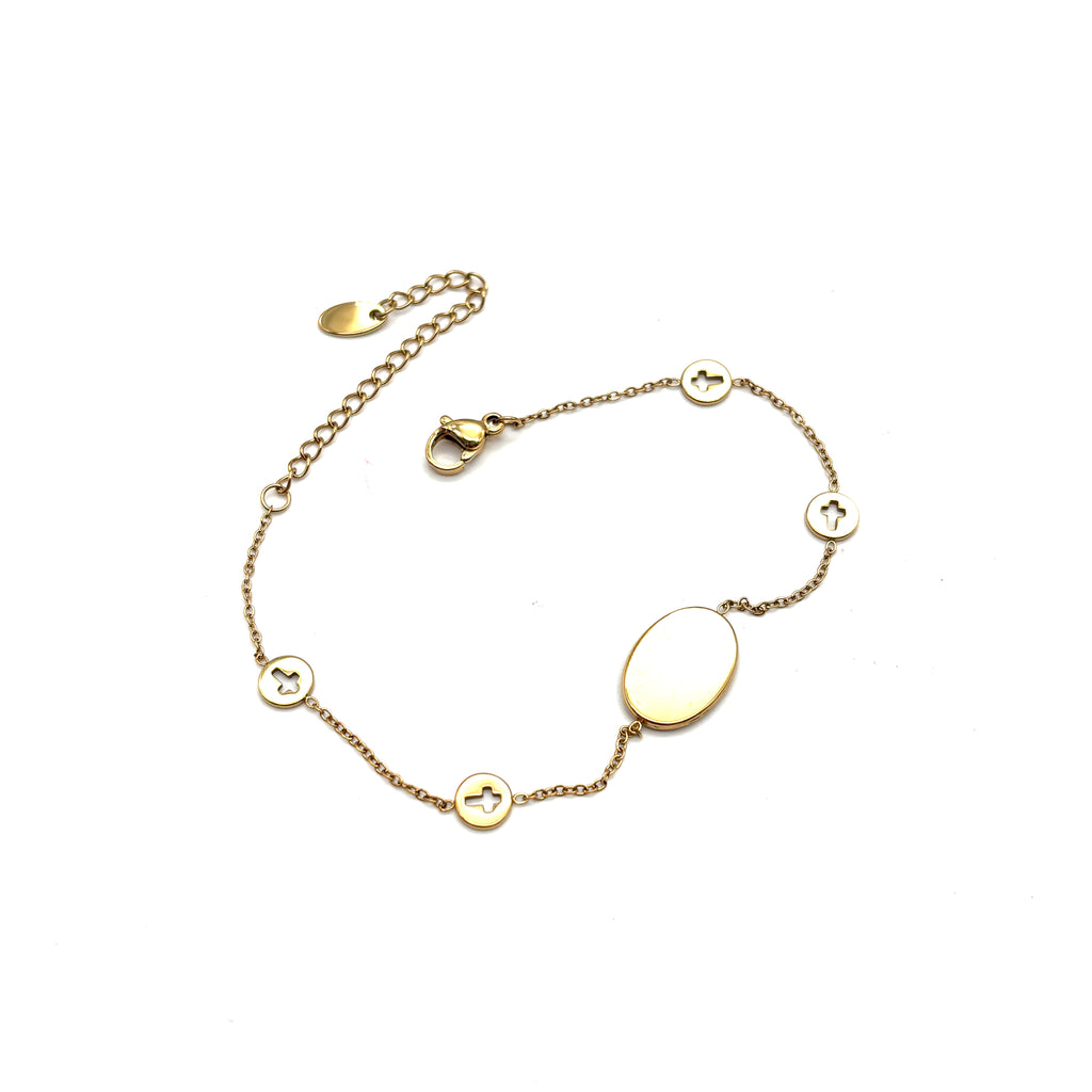Bracciale acciaio Madonnina - oro