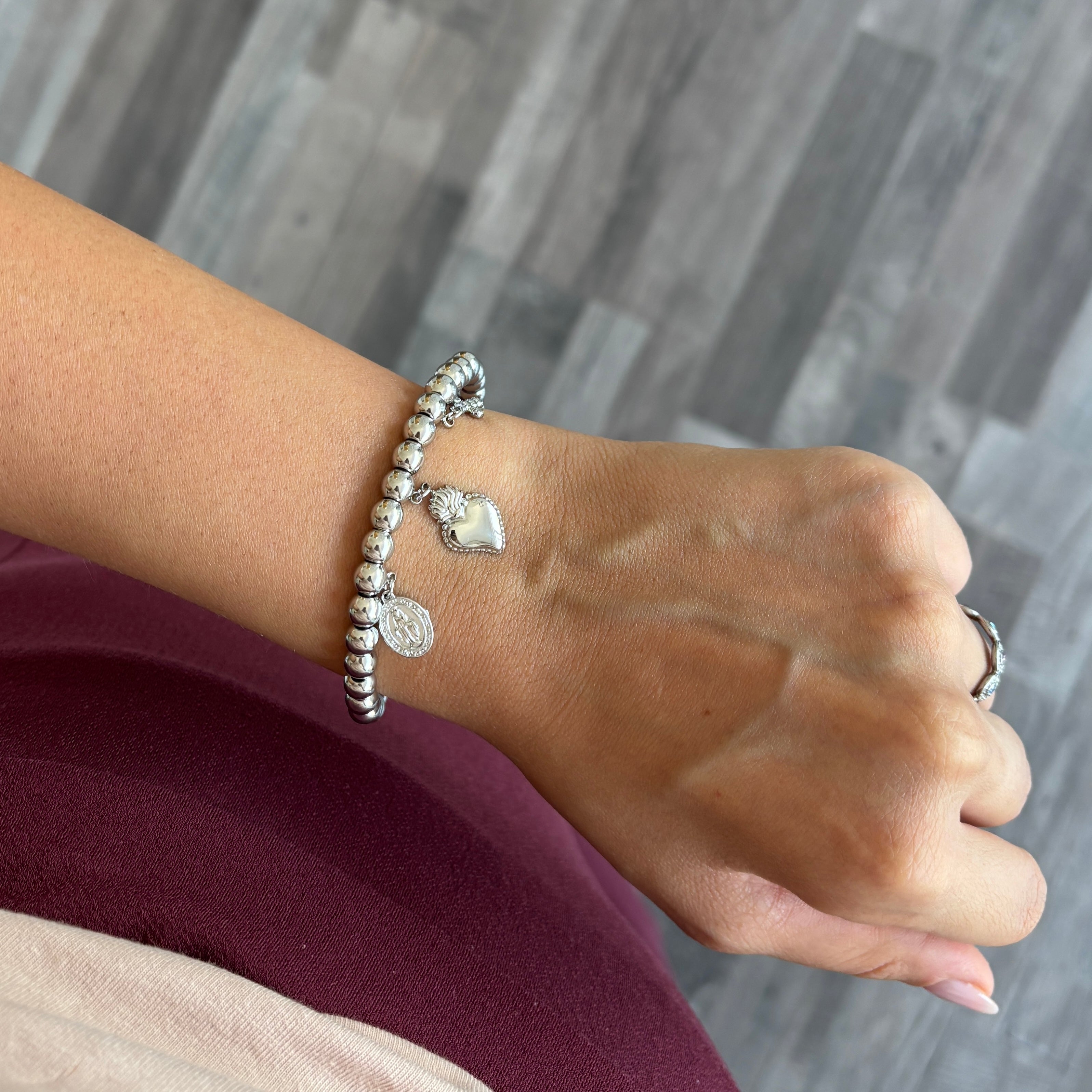 Bracciale sfere in acciaio - Sub Tuo Praesidio