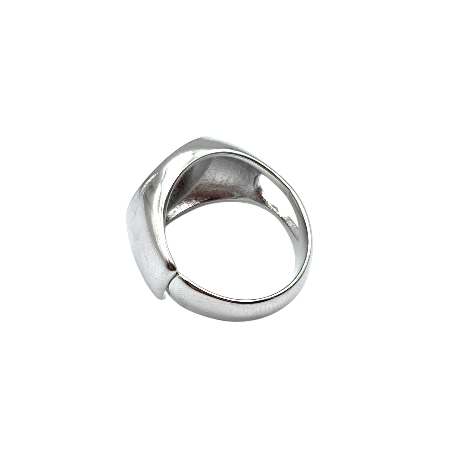Anello Sacro Cuore tondo - Acciaio argentato