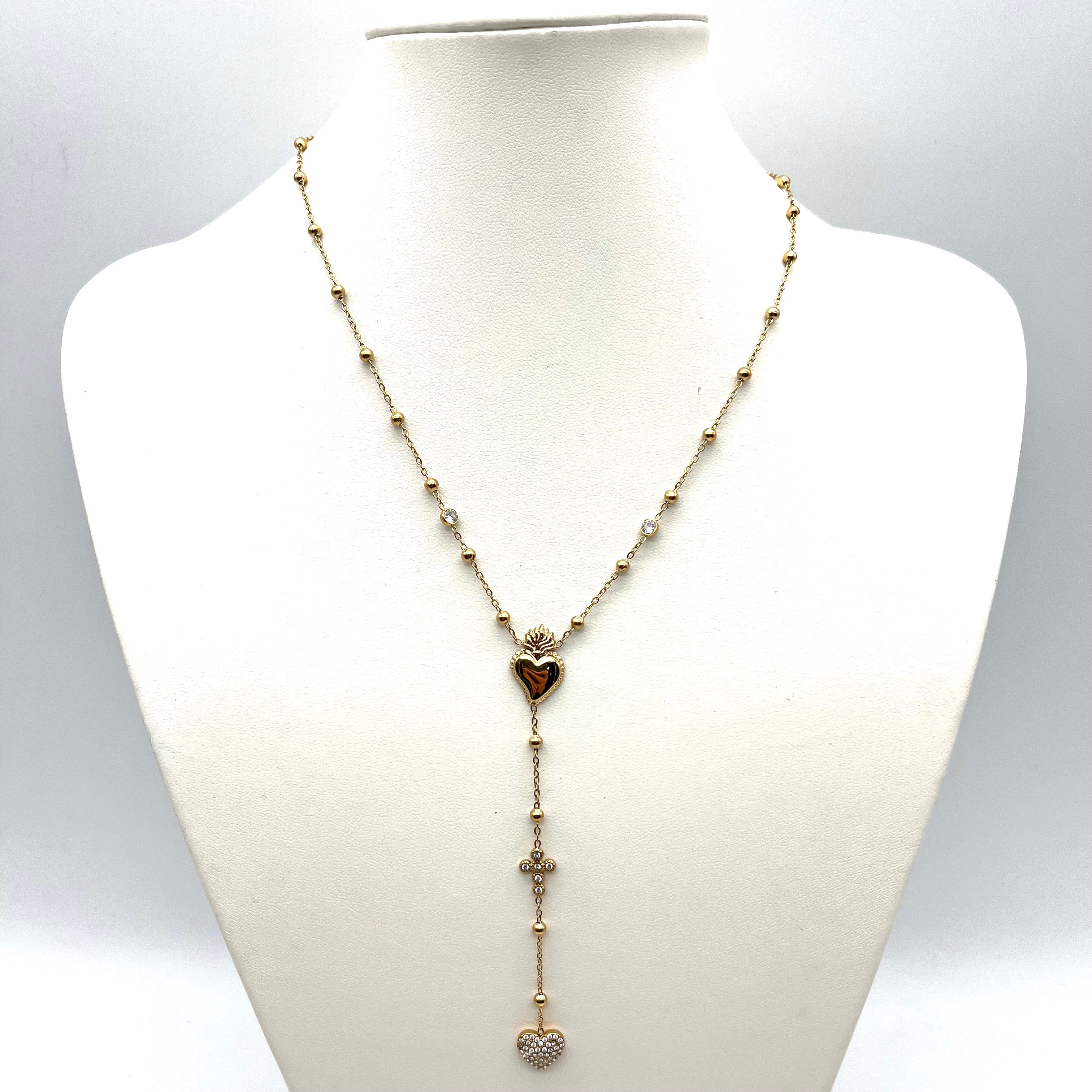 Rosario collana Sacro Cuore – Acciaio inox