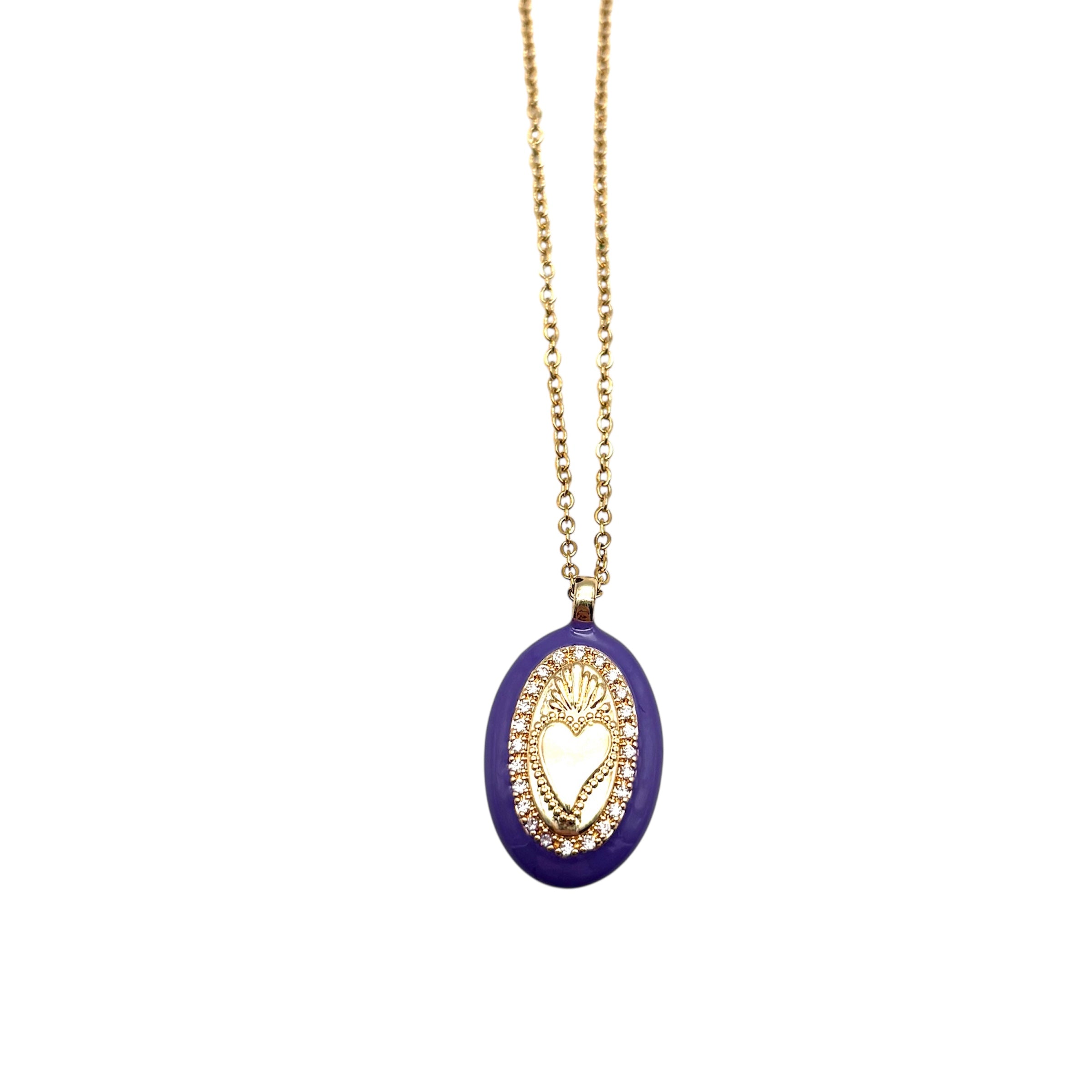 Collana ciondolo Sacro Cuore - Viola