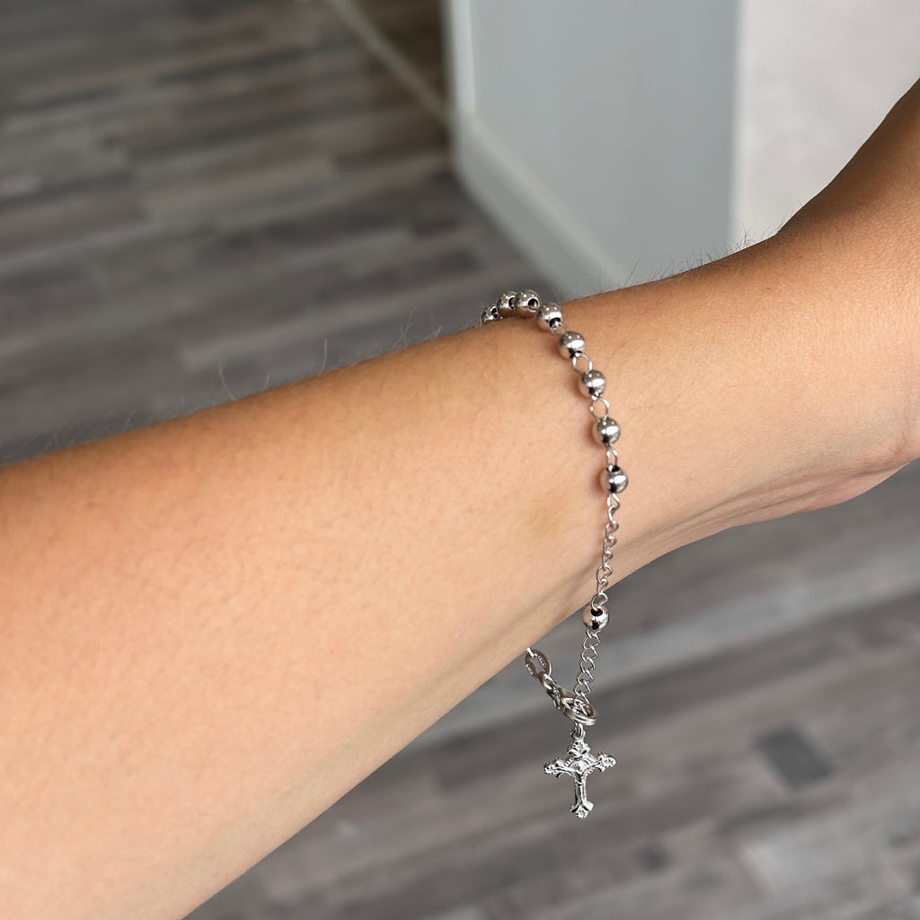 Bracciale Rosario in Argento 925 pallina 8mm