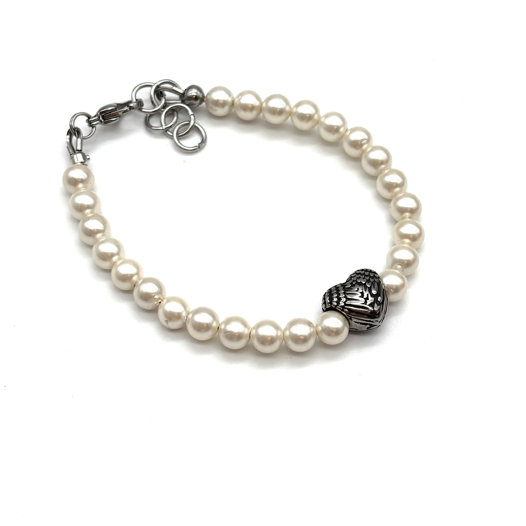 Bracciale in Acciaio con perle e cuore