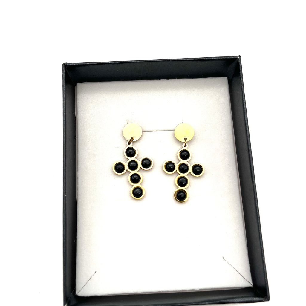 Orecchini Croce – Acciaio Inossidabile - nero
