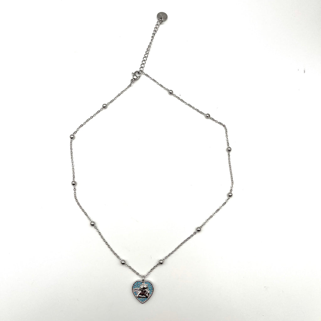 Collana cuore angelo – azzurro