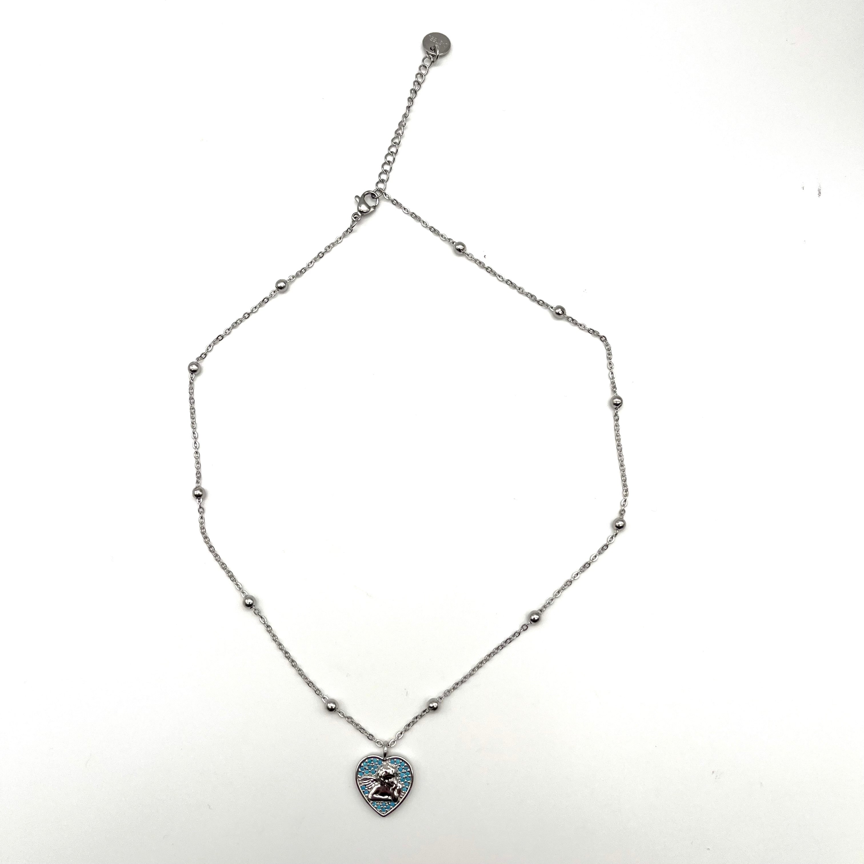 Collana cuore angelo – azzurro
