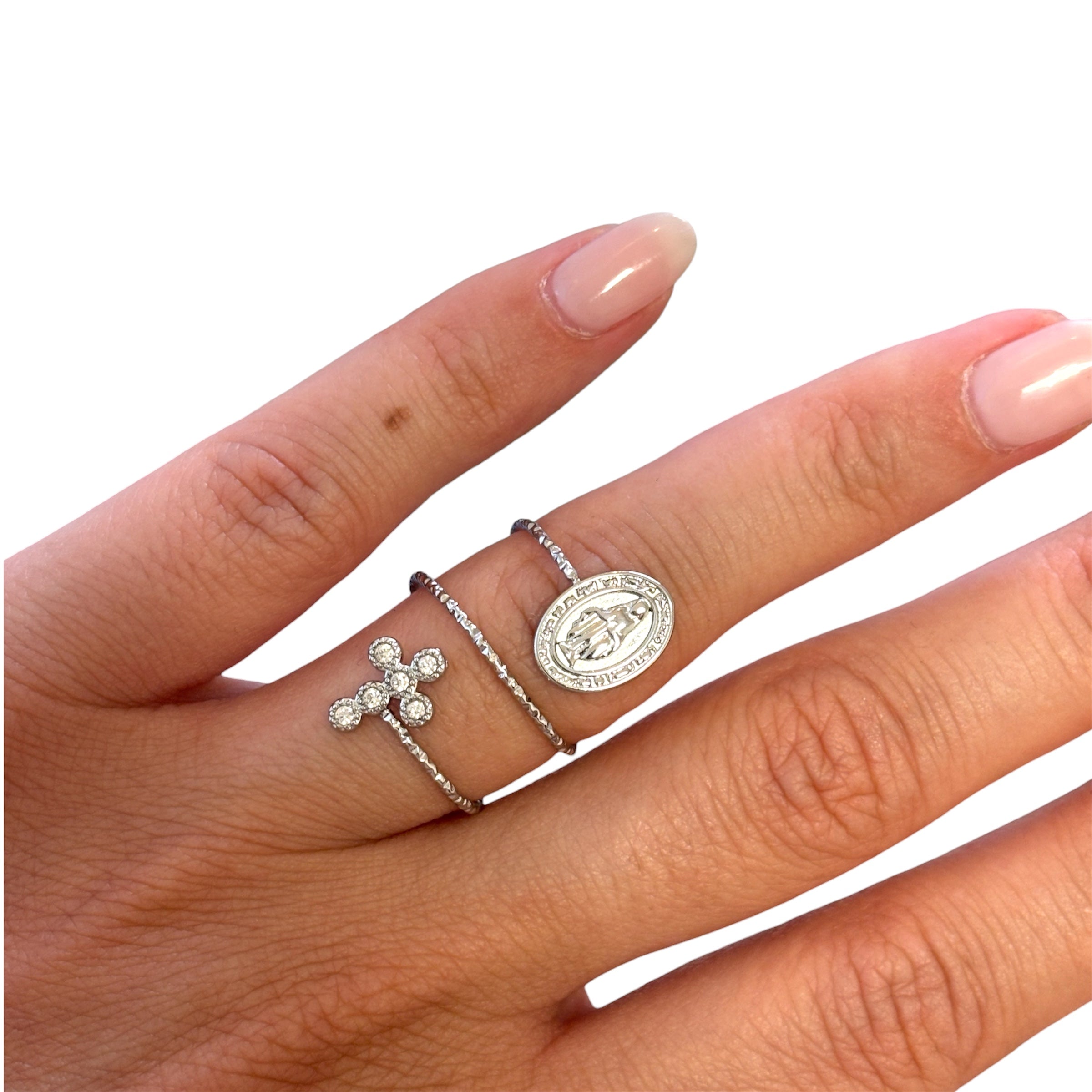 Anello spirale Medaglia Miracolosa e Croce - Nexus Divinus