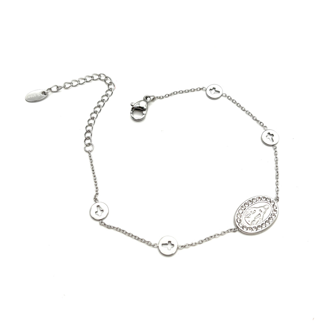 Bracciale in acciaio Madonnina - argento