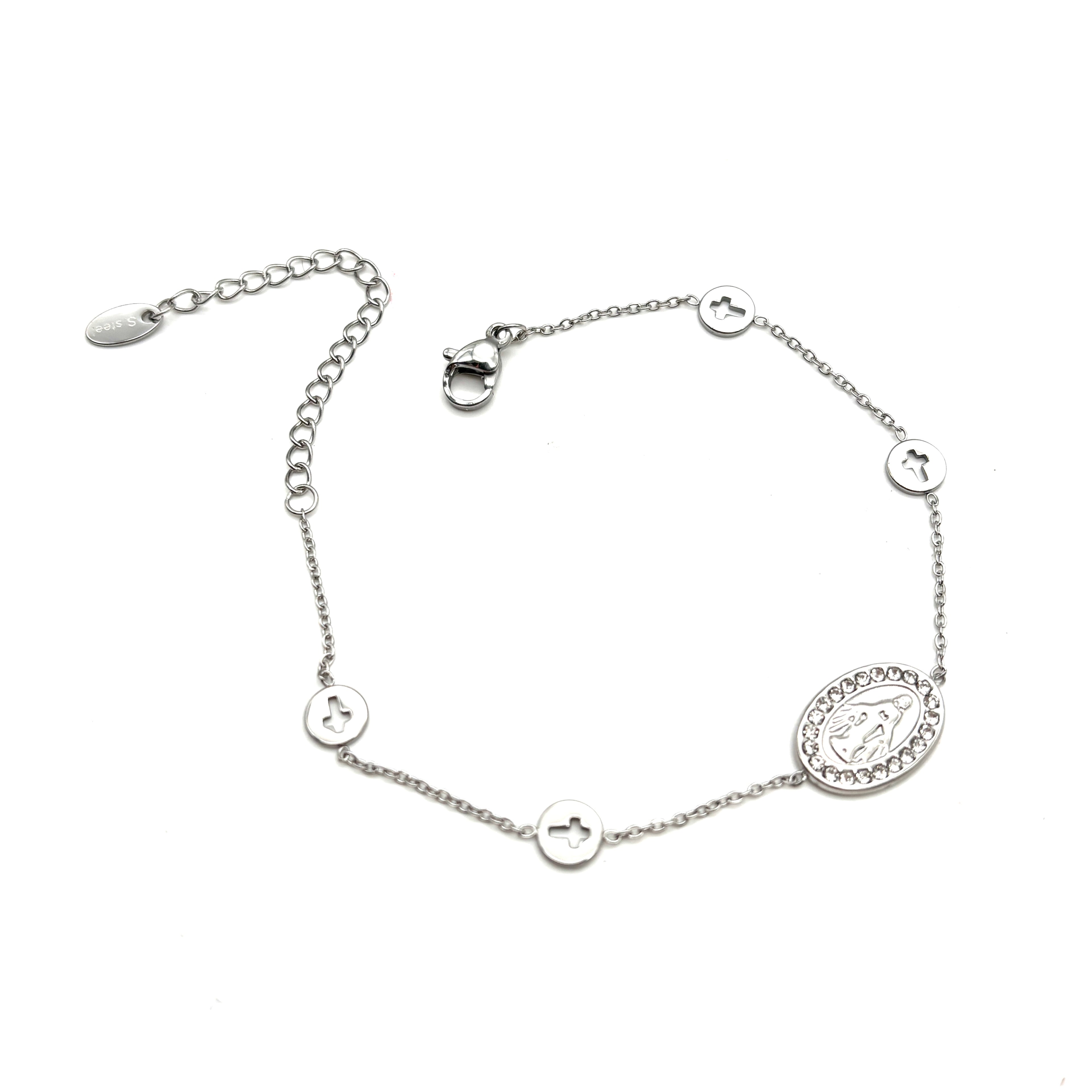 Bracciale in acciaio Madonnina - argento
