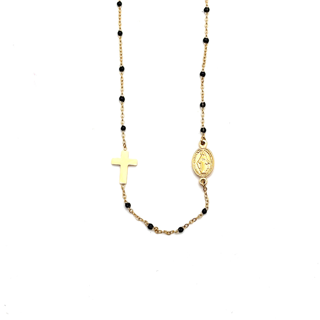 Girocollo in maglia sottile oro e nero