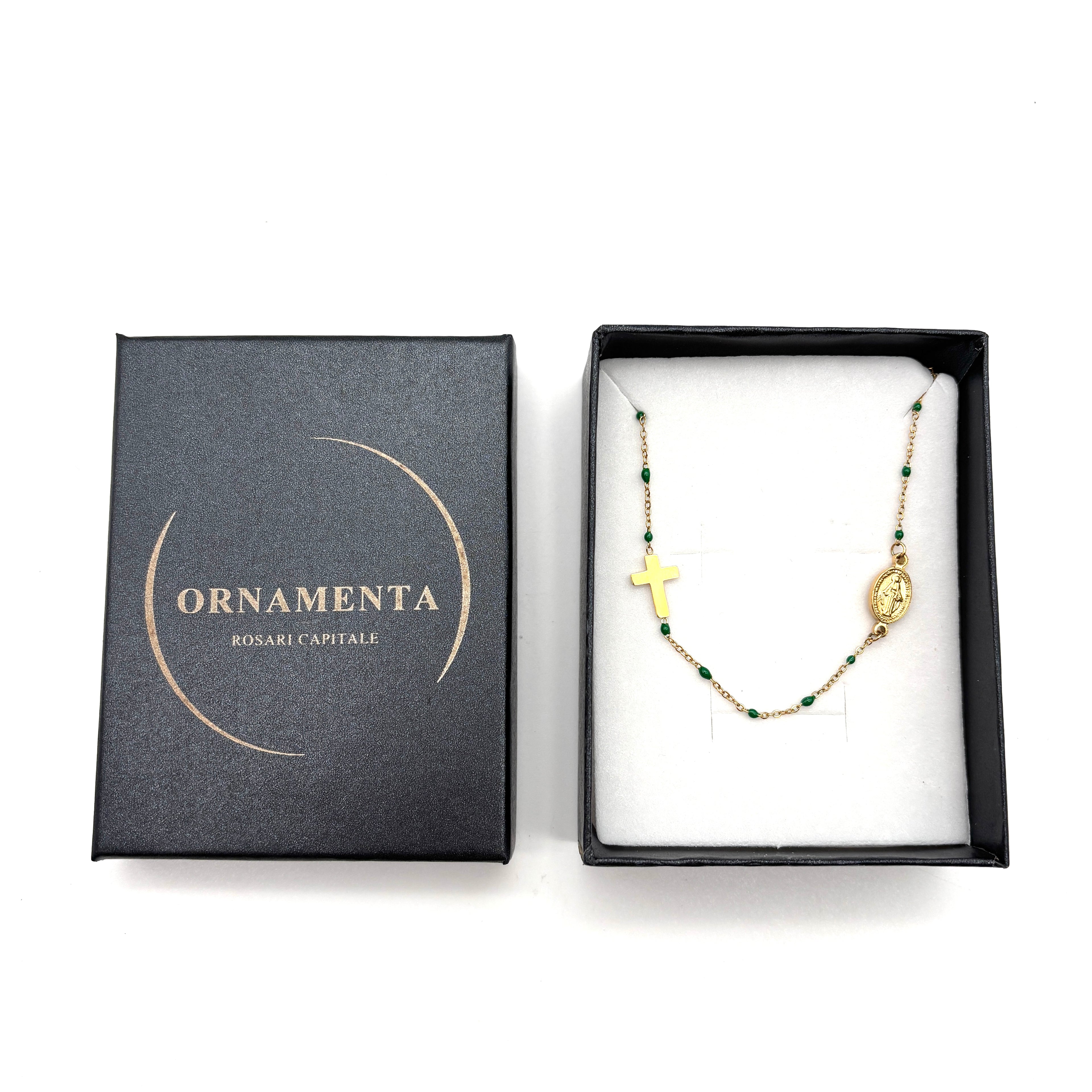 Girocollo in maglia sottile oro e verde