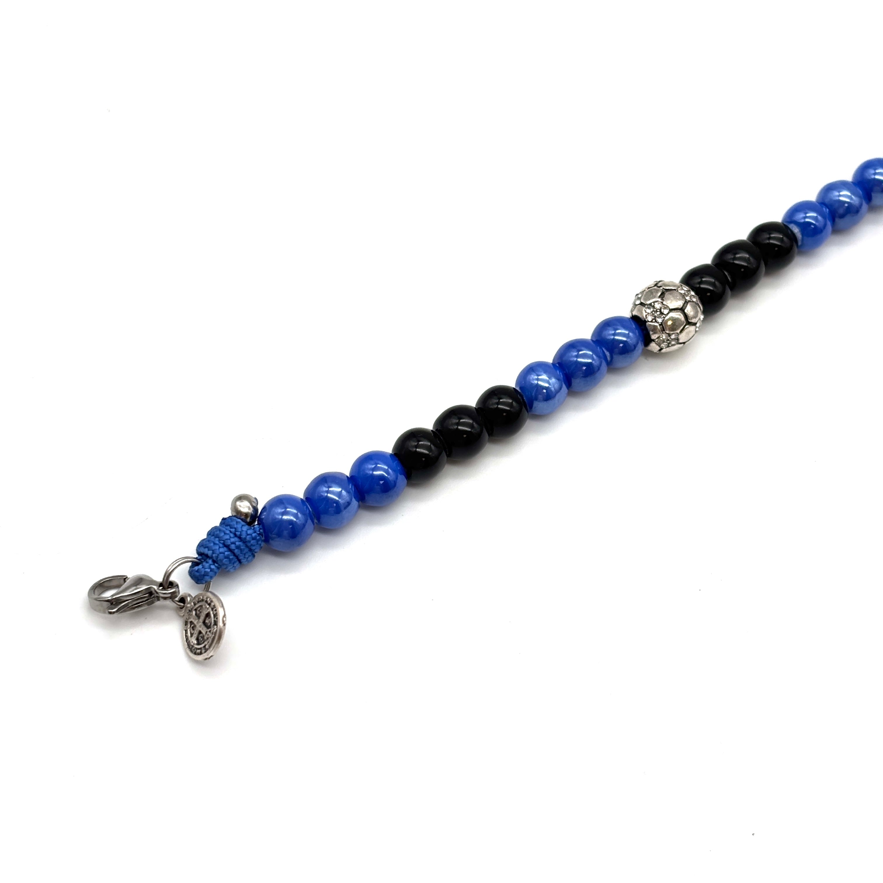 Bracciale S. Benedetto in corda e ceramica - Blu Nero