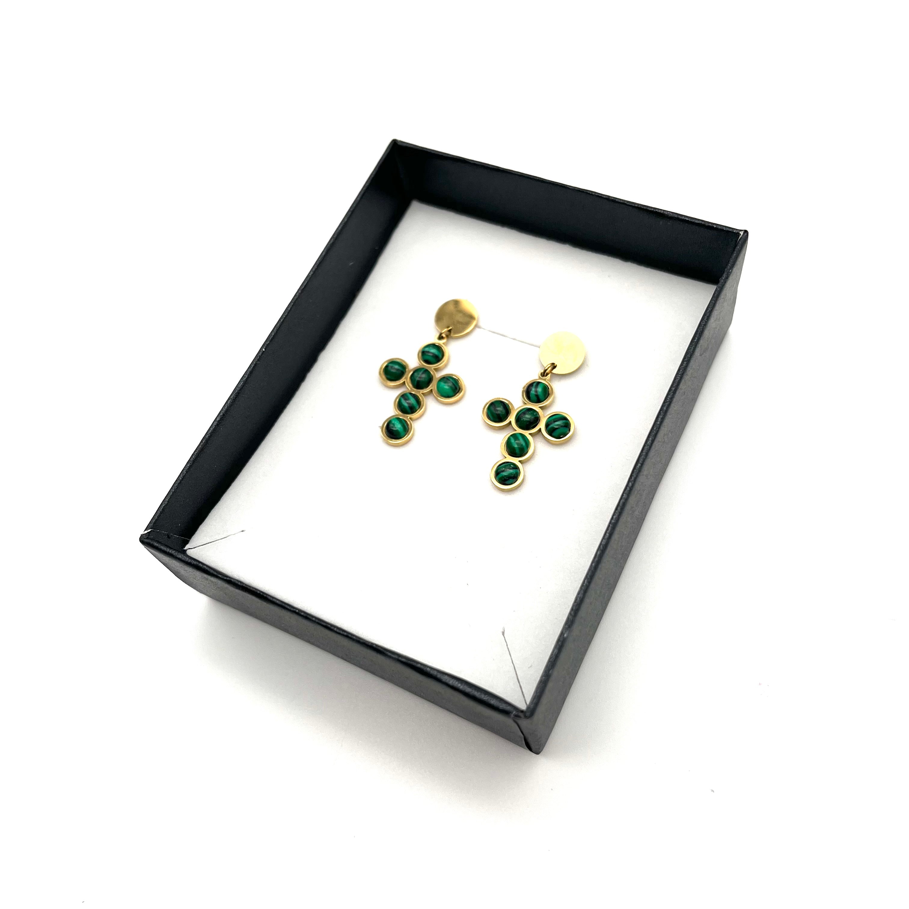 Orecchini Croce Verde – Acciaio Inossidabile