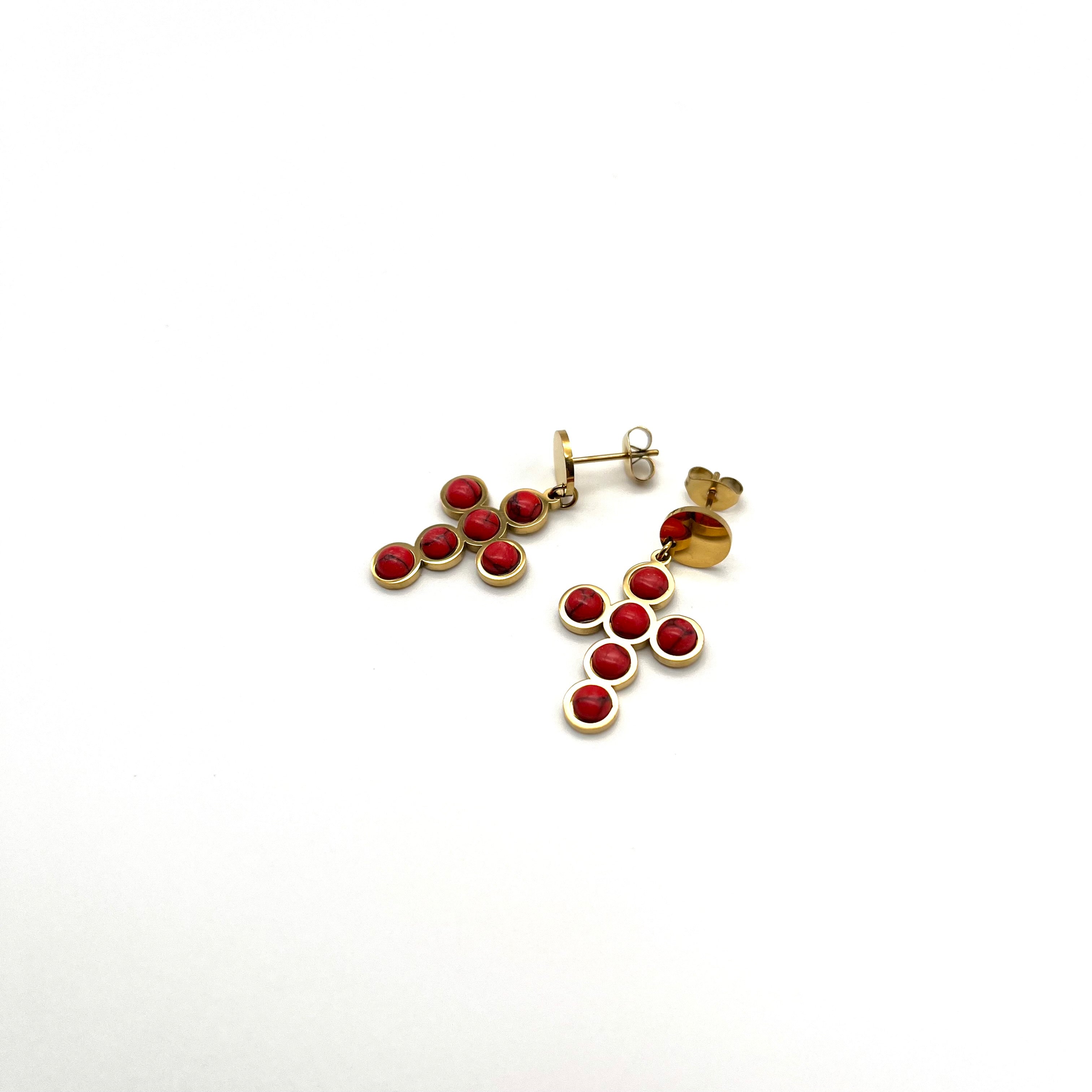 Orecchini in acciao - Crux Rubra