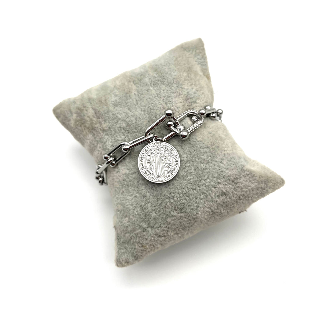 Bracciale catena con medaglia di San Benedetto
