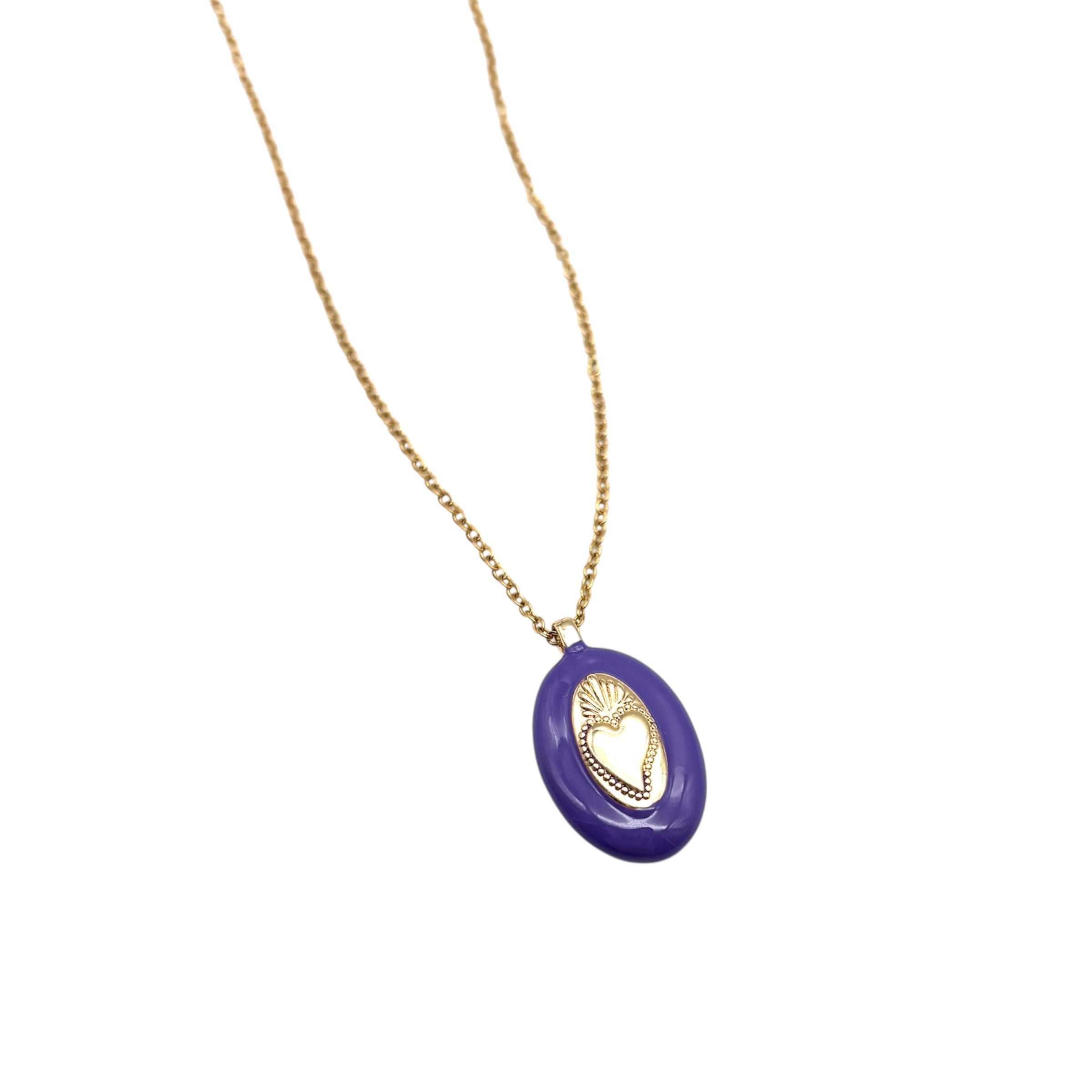 Collana ciondolo Sacro Cuore - Viola